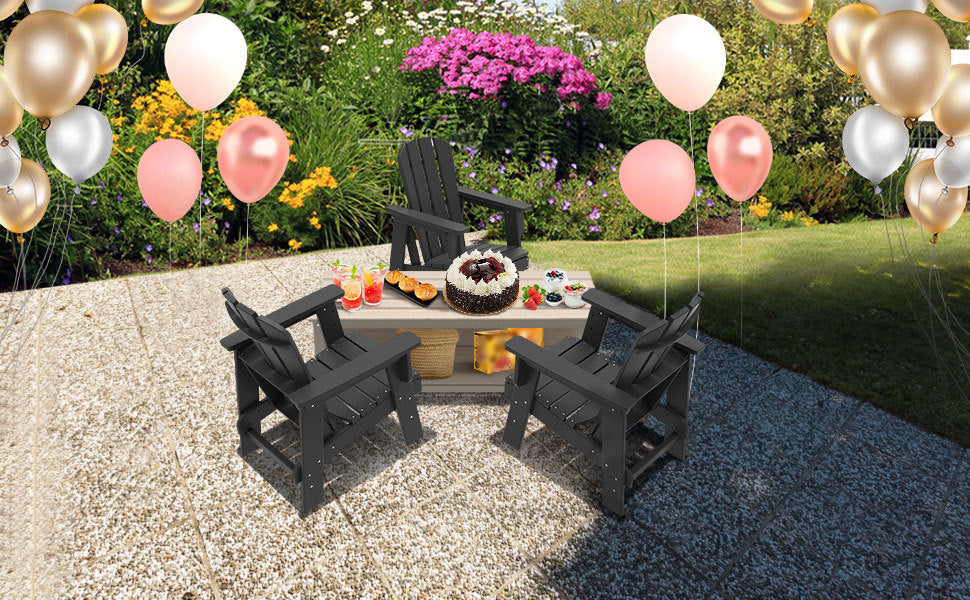 Small Size Adirondack Chair, Plastic Adirondack Chair Fire Pit Chair, Plastic Adirondack Chair, Weather Resistant, Black,1 piece - Atlantic Fine Furniture Inc