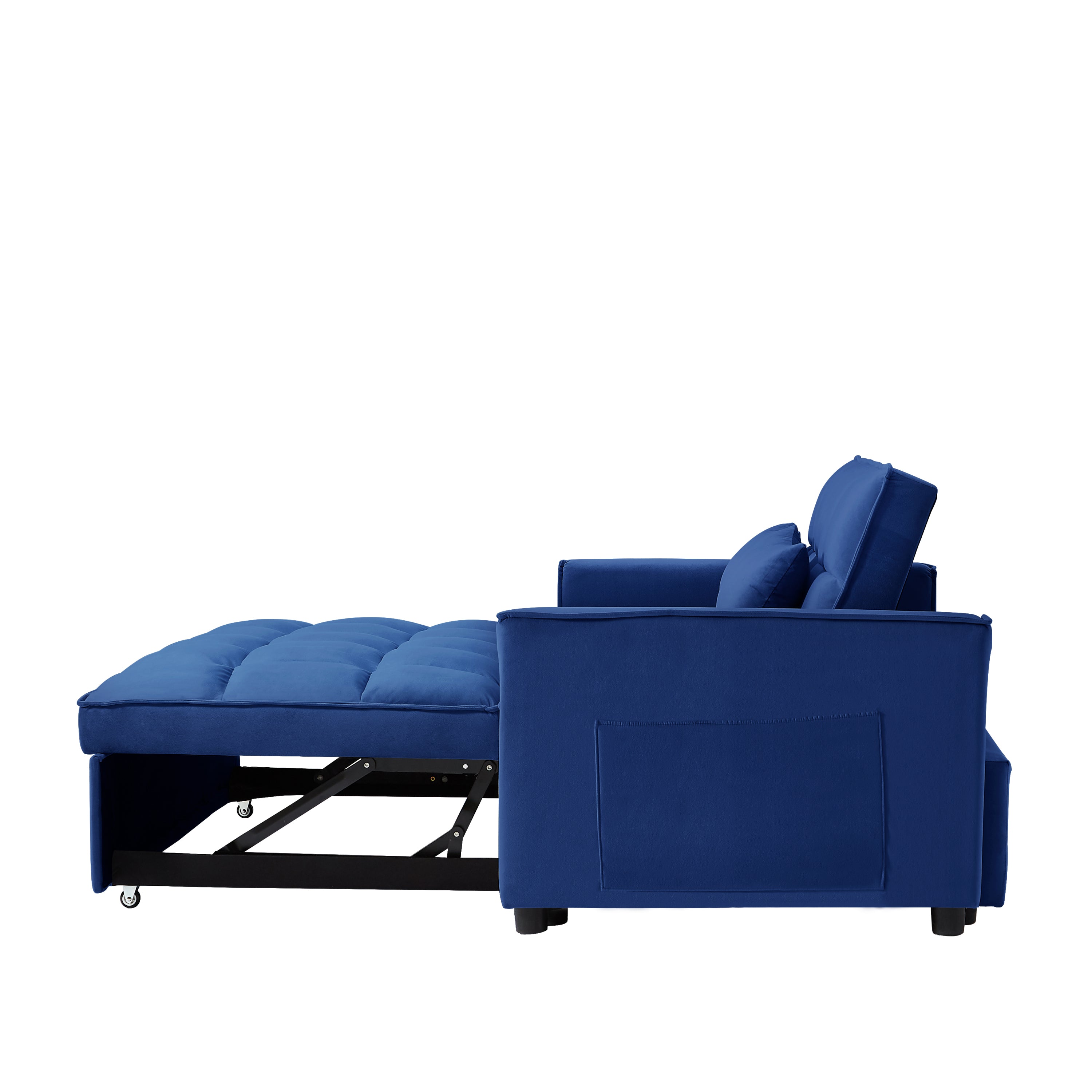 Modern Velvet Convertible Loveseat Sleeper Sofa Couch with Adjustable Backrest, 2 Seater Sofa With Pull-Out Bed with 2 Lumbar Pillows For Small Living Room & Apartment - Atlantic Fine Furniture Inc