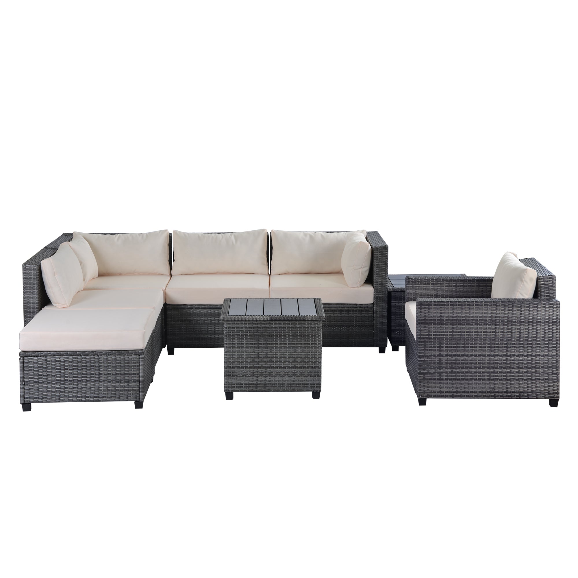 U_Style 8 Piece Rattan Sectional Seating Group with Cushions, Patio Furniture Sets, Outdoor Wicker Sectional - Atlantic Fine Furniture Inc