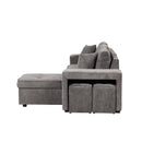 Orisfur. 104" L-Shape 3 Seat Reversible Sectional Couch, Pull Out Sleeper Sofa with Storage Chaise and 2 Stools for Living Room Furniture Set - Atlantic Fine Furniture Inc