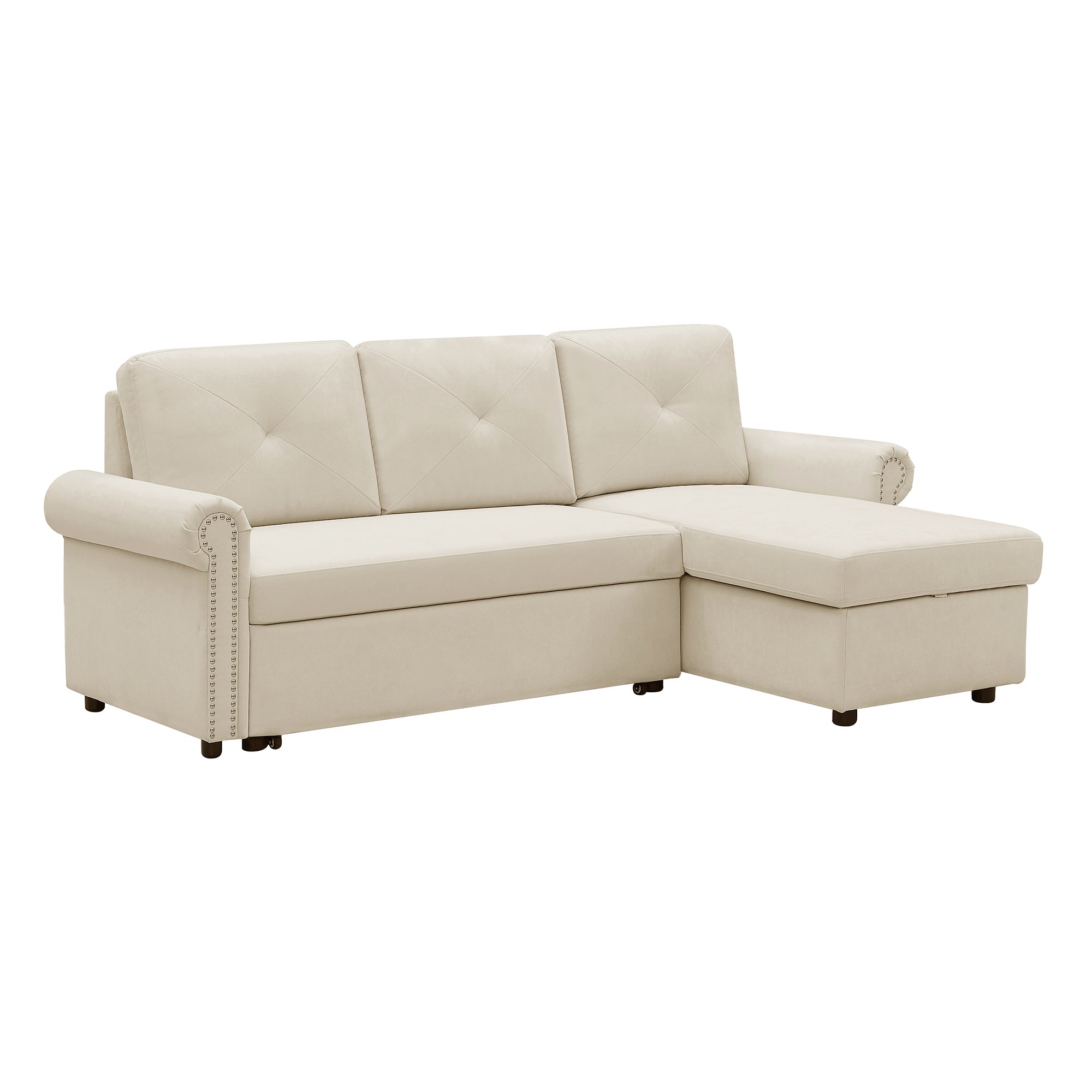 Orisfur. 83" Sleeper Sofa Bed Convertible Sectional Couch, 3-Seater L-Shape Corner Couch with Storage Chaise for Living Room Apartment - Atlantic Fine Furniture Inc