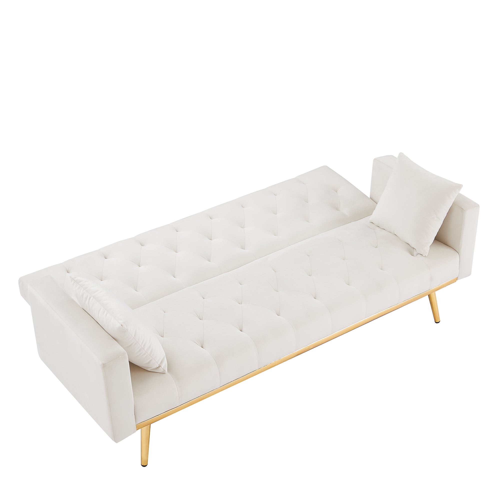 WHITE Convertible Folding Futon Sofa Bed , Sleeper Sofa Couch for Compact Living Space. - Atlantic Fine Furniture Inc