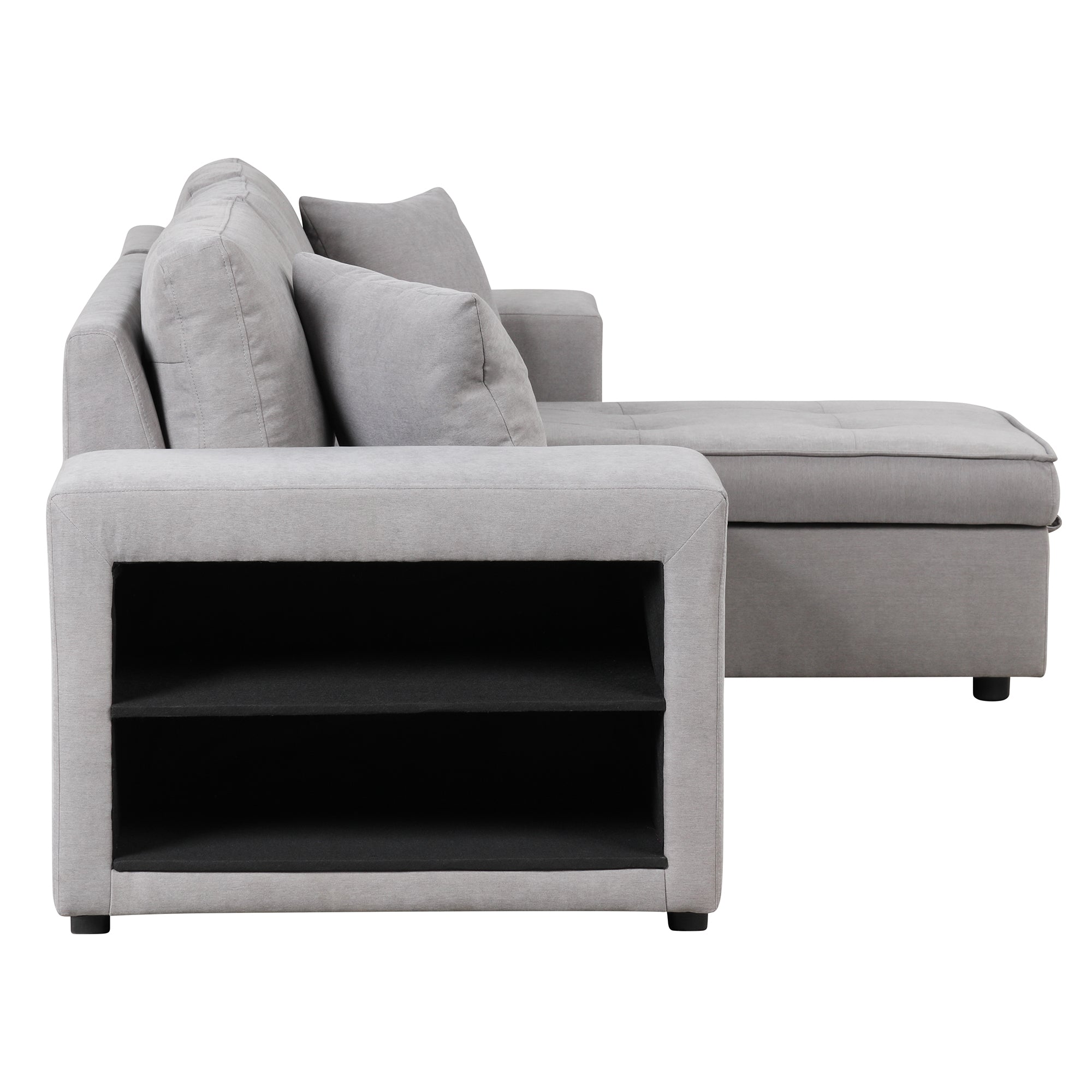 Orisfur. 104" Pull Out Sleeper Sofa Reversible L-Shape 3 Seat Sectional Couch with Storage Chaise and 2 Stools for Living Room Furniture Set - Atlantic Fine Furniture Inc