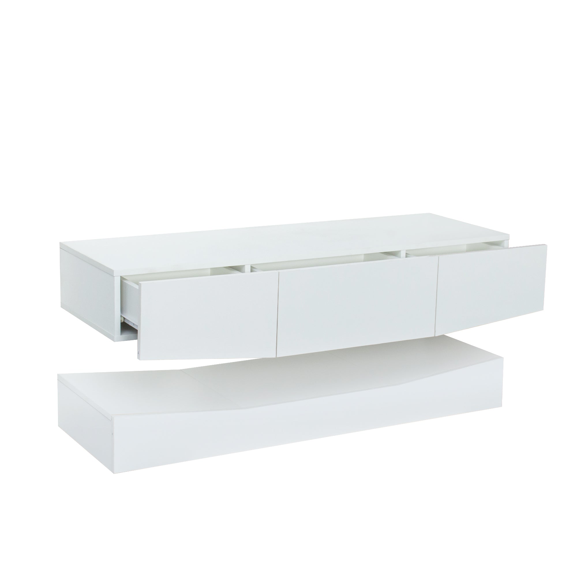 LED TV Stand for 55 inch TV, Modern Entertainment Center with LED Lights, TV & Media Furniture Console for Under TV Living Game Room Bedroom,White - Atlantic Fine Furniture Inc
