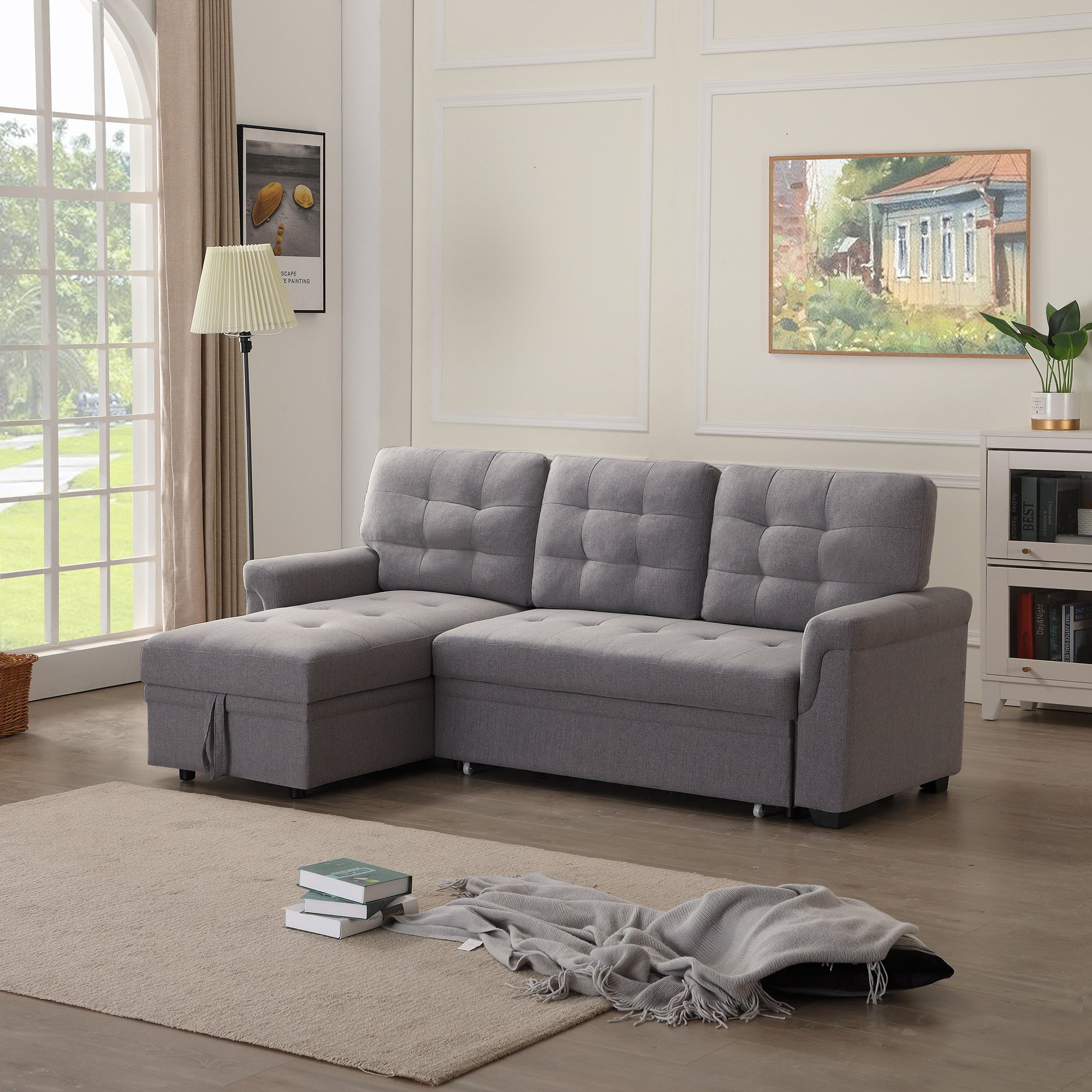 Upholstery Sleeper Sectional Sofa dark gray - Atlantic Fine Furniture Inc