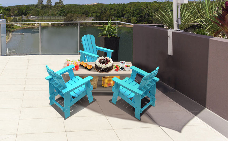 Combo for Family: 2 Plastic Adirondack Chairs & an Outdoor Side Table. Outdoor Adirondack Chair Patio Lounge Chairs Classic Design (Blue) - Atlantic Fine Furniture Inc