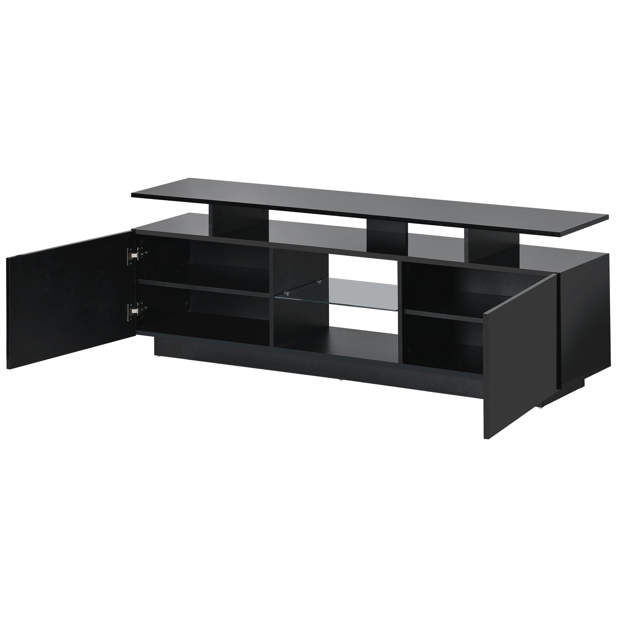 ON-TREND Modern TV Stand for TVs up to 65inches with LED lights, 16 Colors, for Livingroom, Bedroom, Black (OLD SKU: WF280706AAB) - Atlantic Fine Furniture Inc