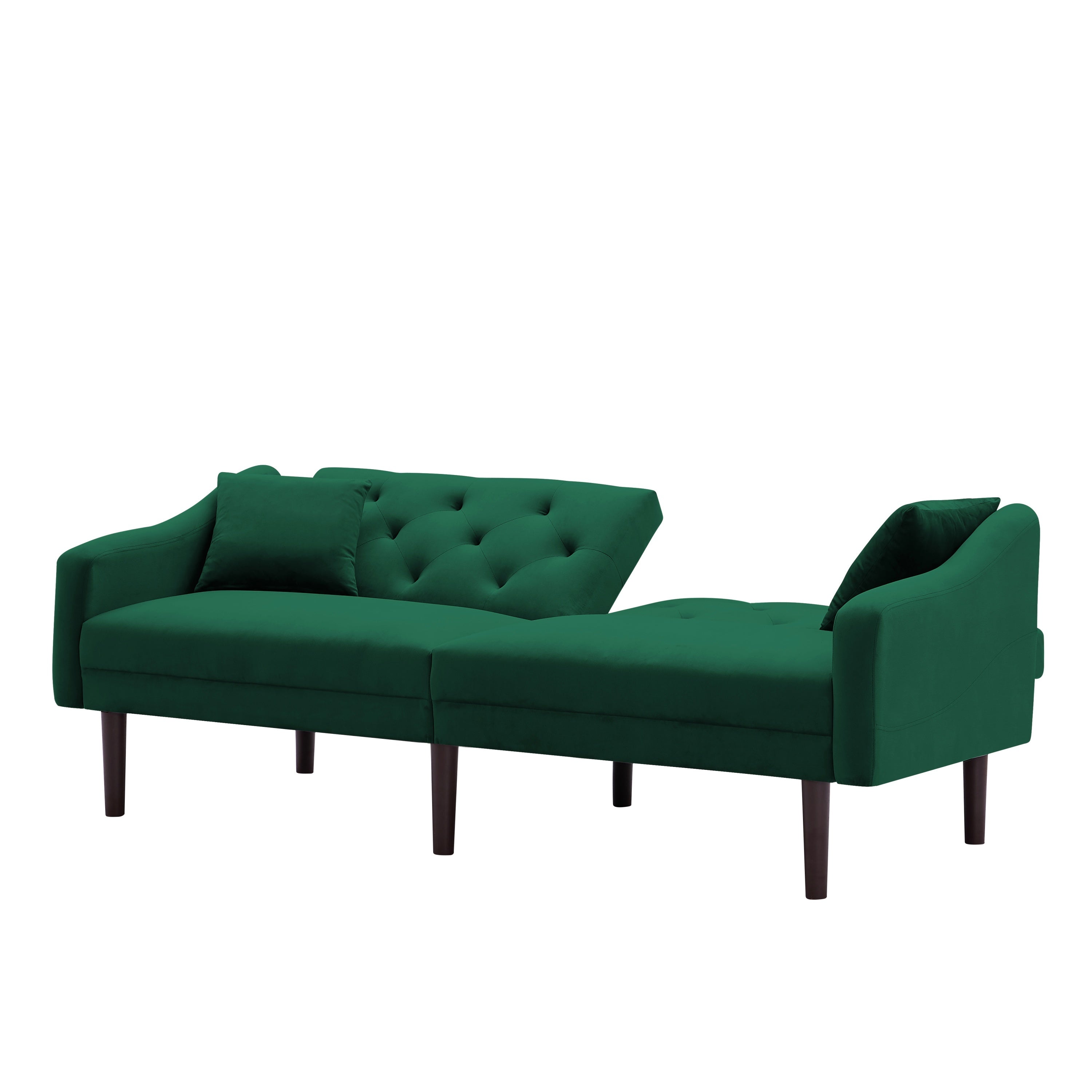 FUTON SOFA SLEEPER Green VELVET WITH 2 PILLOWS(same as W223S00360。Size difference, See Details in page.)***Not available for sale on Walmart*** - Atlantic Fine Furniture Inc