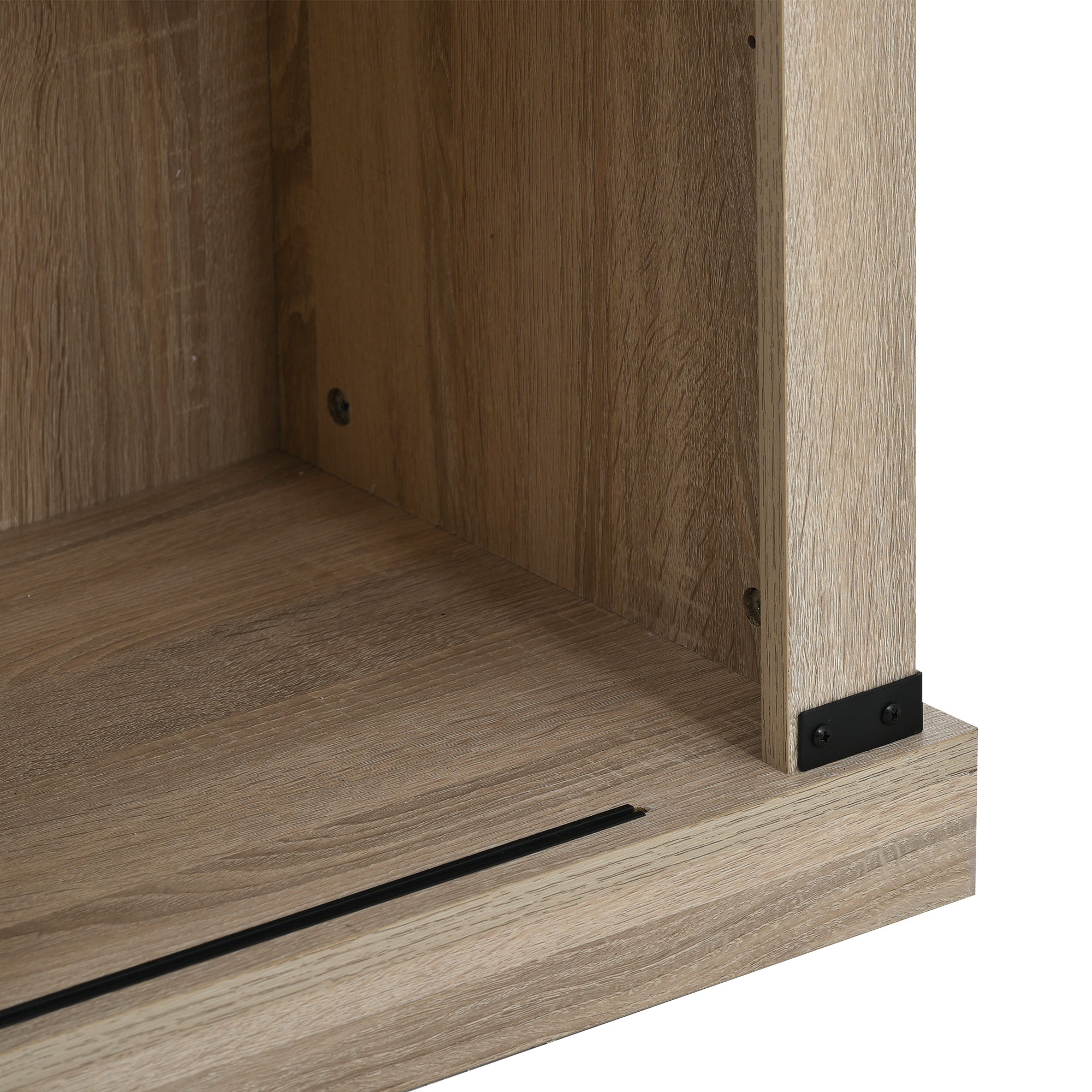 U-Can TV Stand with 2 Adjustable Panels Open Style Cabinet, Sideboard for Living room, Walnut - Atlantic Fine Furniture Inc