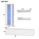 ON-TREND 4-Piece Wall Mount Floating TV Stand with See-through Media Storage Cabinet, Modern High Gloss Entertainment Center up to 70+ Inch TV, RGB Lights for Living Room, Home Theater, White - Atlantic Fine Furniture Inc