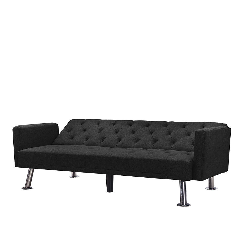 Modern Convertible Folding Futon Sofa Bed , Black Fabric Sleeper Sofa Couch for Compact Living Space. - Atlantic Fine Furniture Inc
