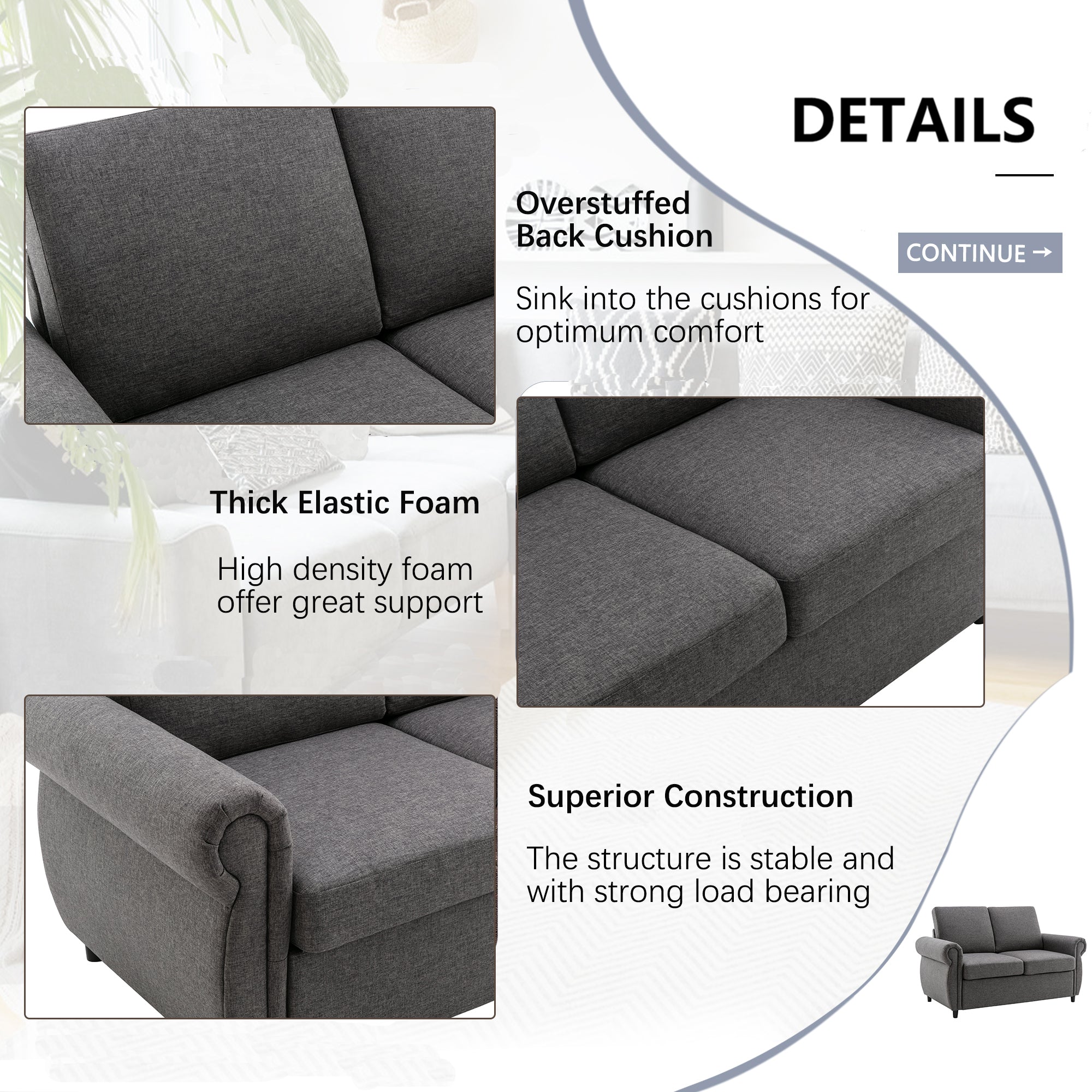 Orisfur Pull Out Sofa Bed Loveseat Sleeper with Twin Size Memory Mattress for Living Room Spaces - Atlantic Fine Furniture Inc