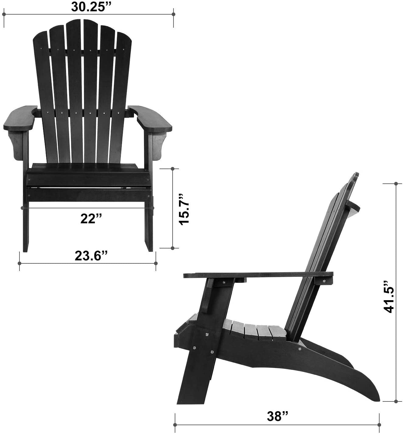 Polystyrene Adirondack Chair - Black - Atlantic Fine Furniture Inc