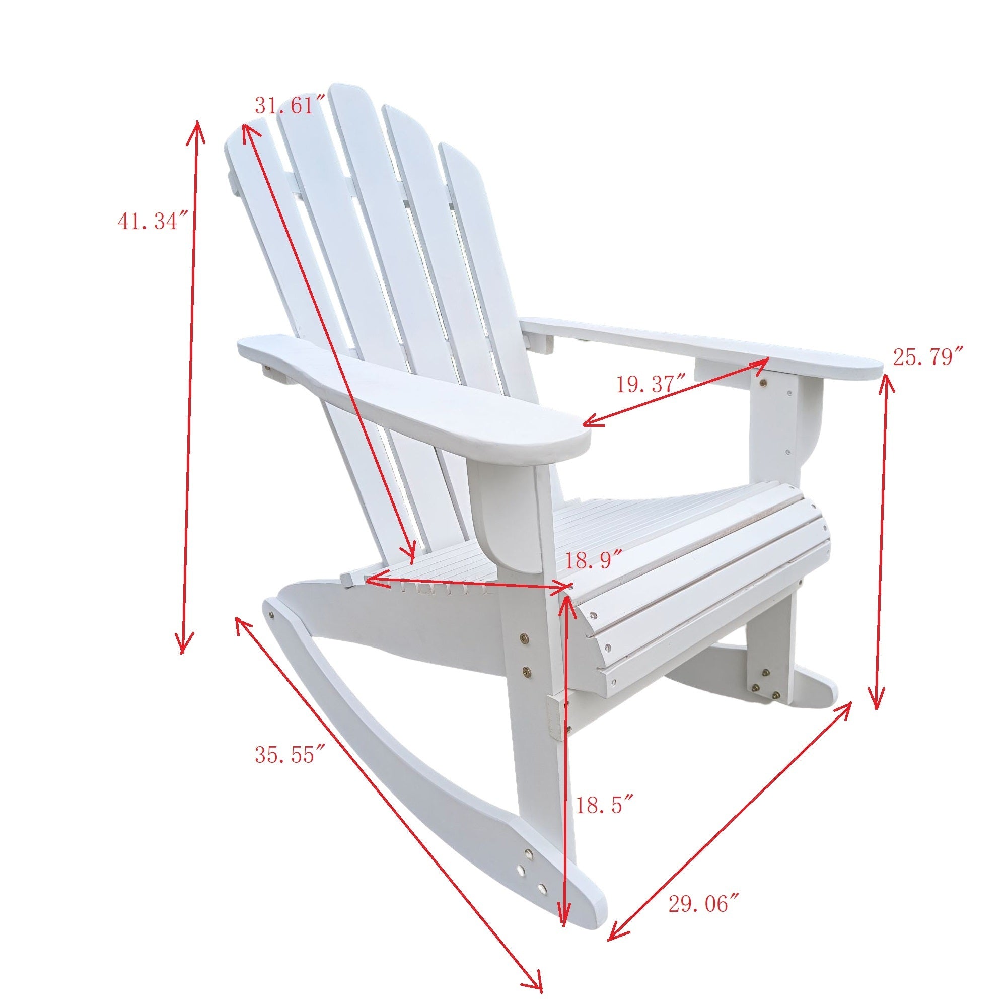 Reclining Wooden Outdoor Rocking Adirondack chair White - Atlantic Fine Furniture Inc