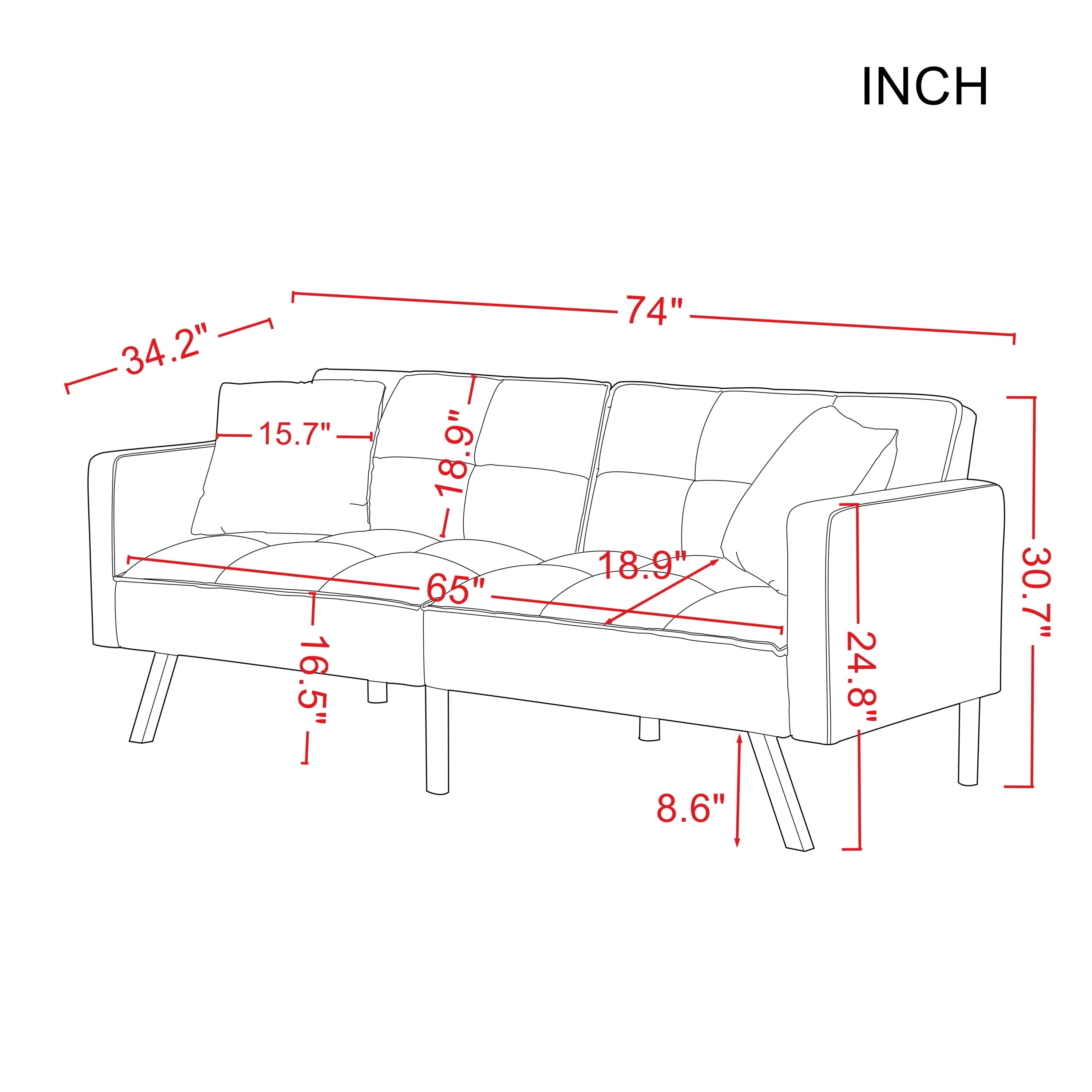 FUTON SOFA SLEEPER Navy Blue VELVET WITH 2 PILLOWS(same as W223S00357、W223S01465。Size difference, See Details in page.) - Atlantic Fine Furniture Inc