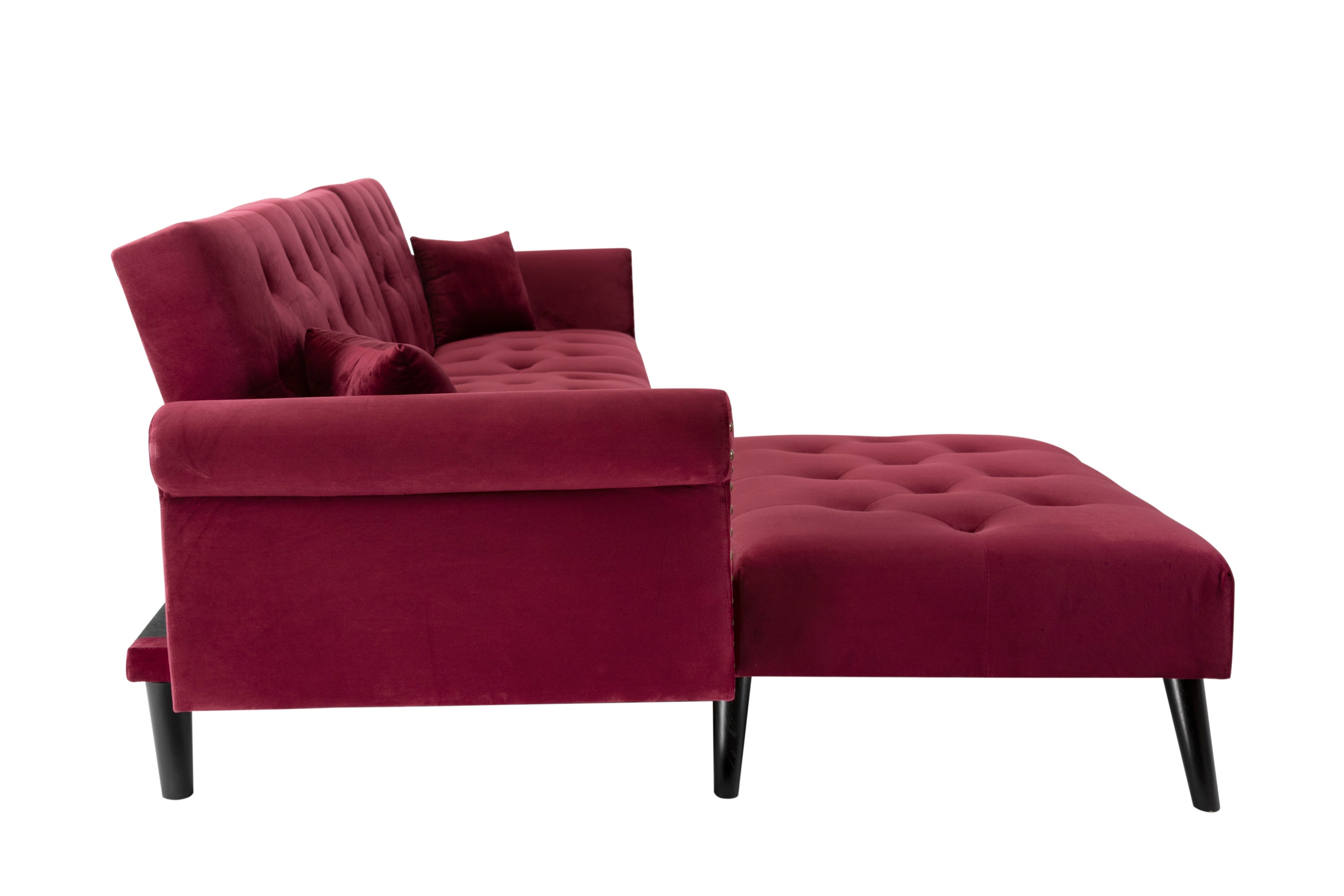 Convertible Sofa bed sleeper red velvet(W223S00006、W223S00458、W223S00873) - Atlantic Fine Furniture Inc