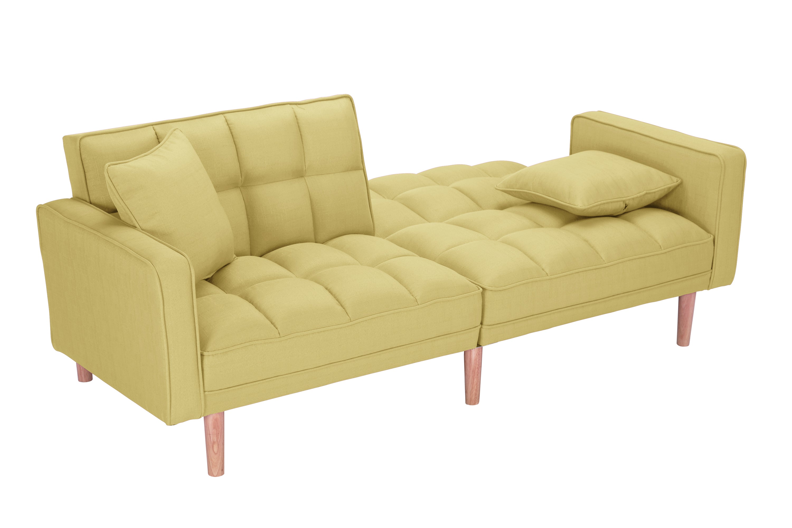 FUTON SLEEPER SOFA WITH 2 PILLOWS YELLOW FABRIC(same as W223S00033、W223S00584、W223S00993) - Atlantic Fine Furniture Inc