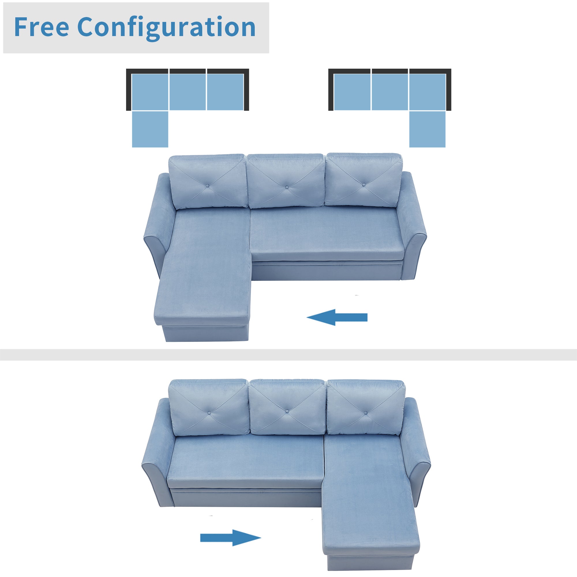 Orisfur. 83" Pull Out Sleeper Sofa Reversible L-Shape 3 Seat Sectional Couch with Storage for Living Room Furniture Set - Atlantic Fine Furniture Inc