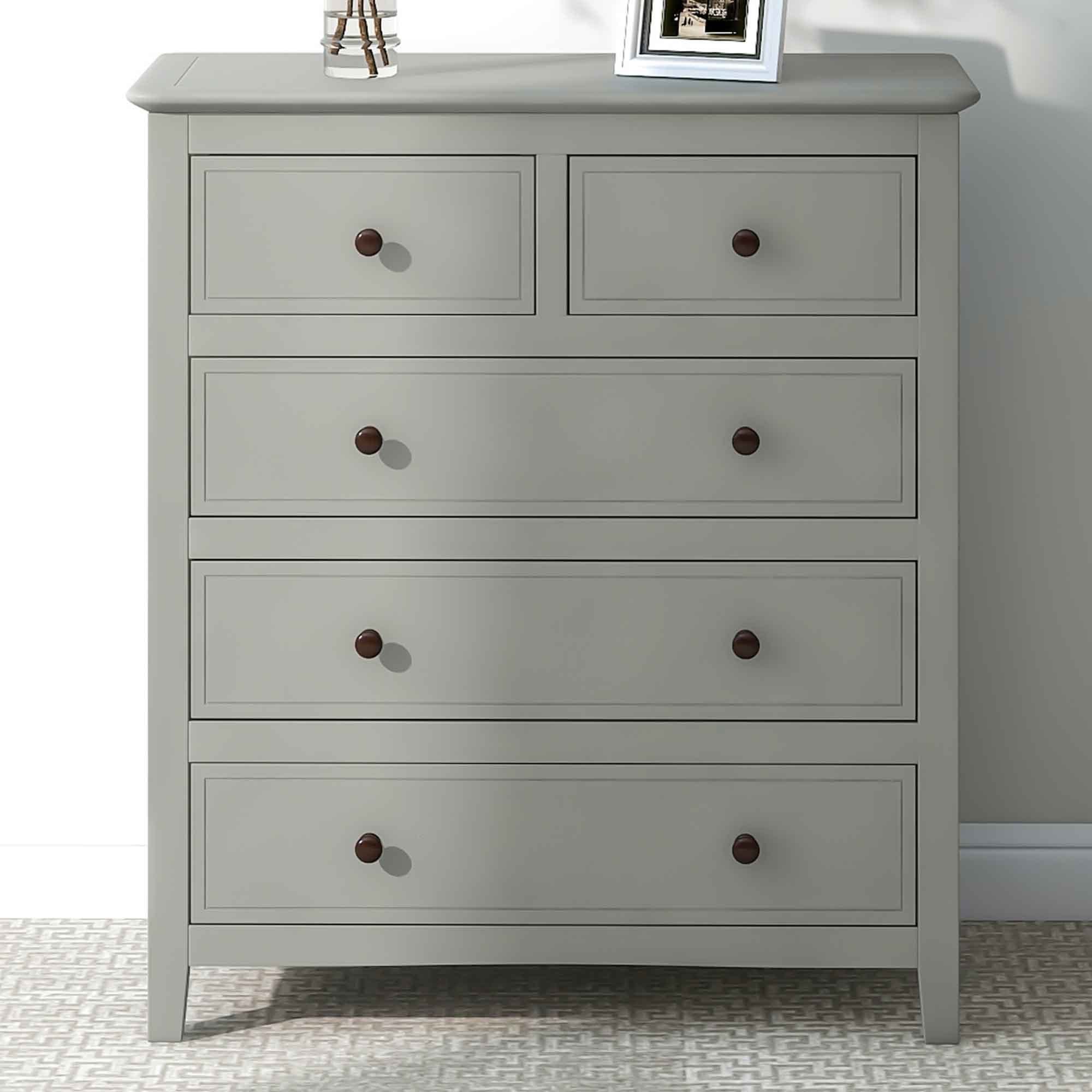 Gray Solid Wood 5 Pieces Queen Bedroom Sets(bed+nightstand*2+chest+dresser)NEW - Atlantic Fine Furniture Inc