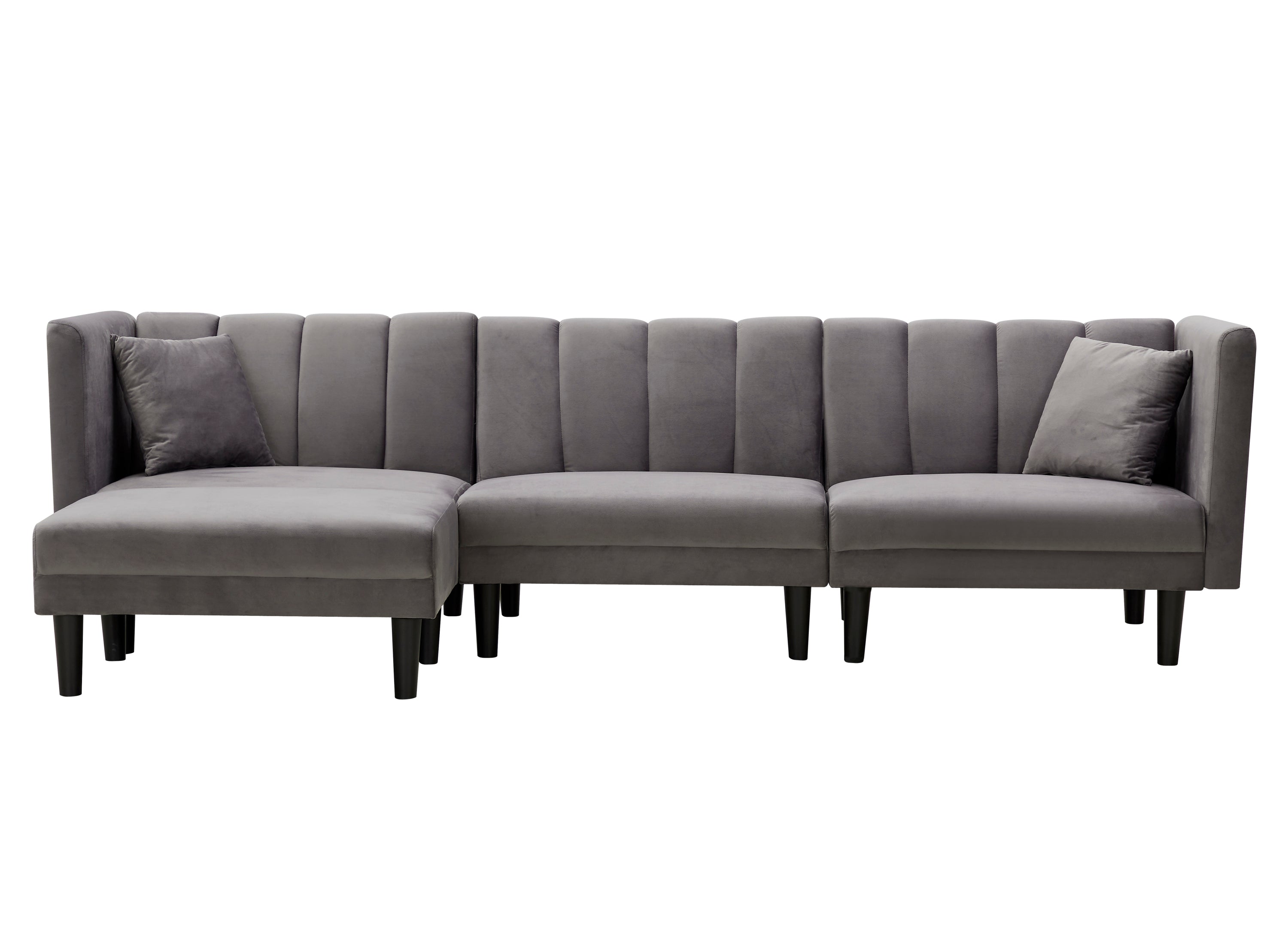 REVERSIBLE SECTIONAL SOFA SLEEPER WITH 2 PILLOWS DARK GREY VELVET(K223S00005) - Atlantic Fine Furniture Inc