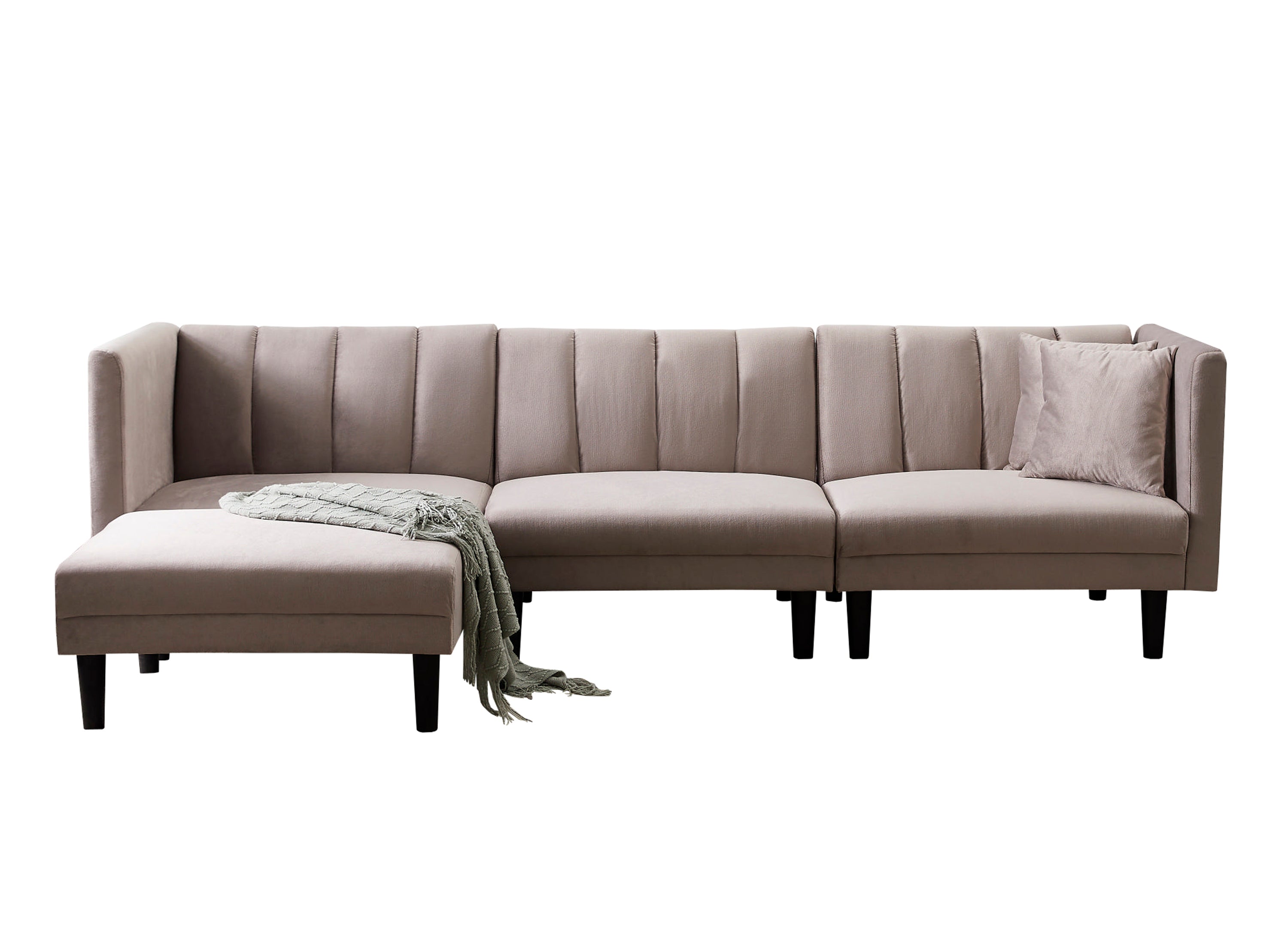 REVERSIBLE SECTIONAL SOFA SLEEPER WITH 2 PILLOWS LIGHT GREY VELVET(W223S00364) - Atlantic Fine Furniture Inc