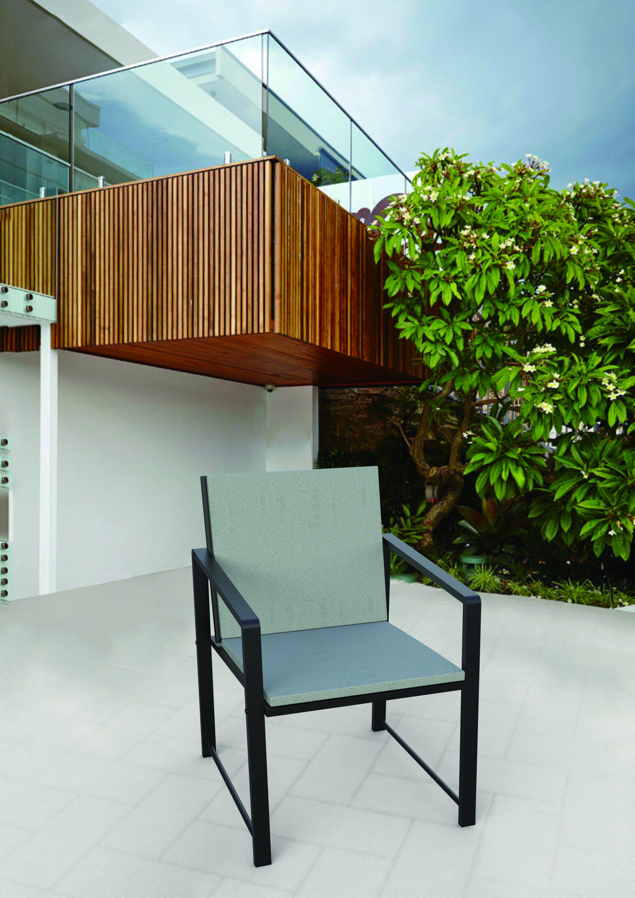 Outdoor Patio Furniture 3 pieces Set Garden Armchair Coffee Side Table,Black Frame, Modern Design - Atlantic Fine Furniture Inc