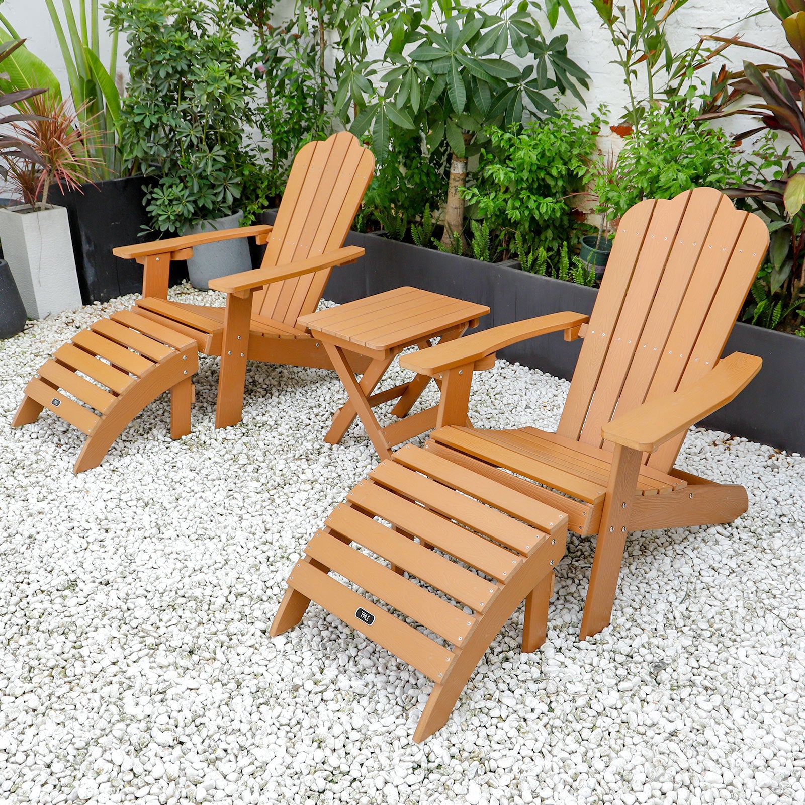 TALE Adirondack Ottoman Footstool All-Weather and Fade-Resistant Plastic Wood for Lawn Outdoor Patio Deck Garden Porch Lawn Furniture Brown - Atlantic Fine Furniture Inc