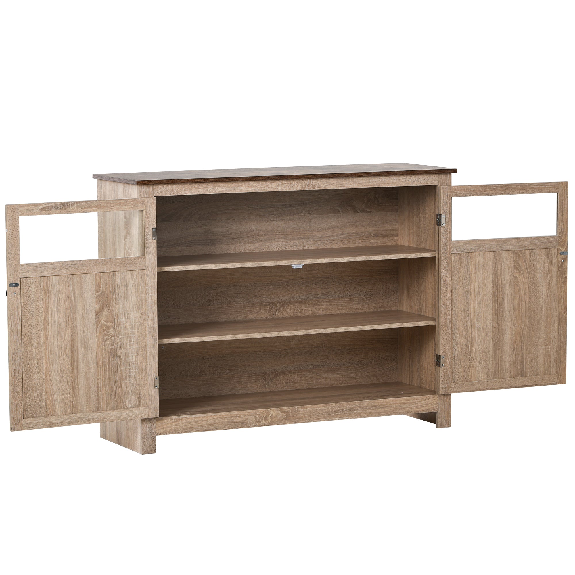 U-Can TV Stand with 2 Doors Adjustable Panels Open Style Cabinet, Sideboard for Living room, Tiger - Atlantic Fine Furniture Inc