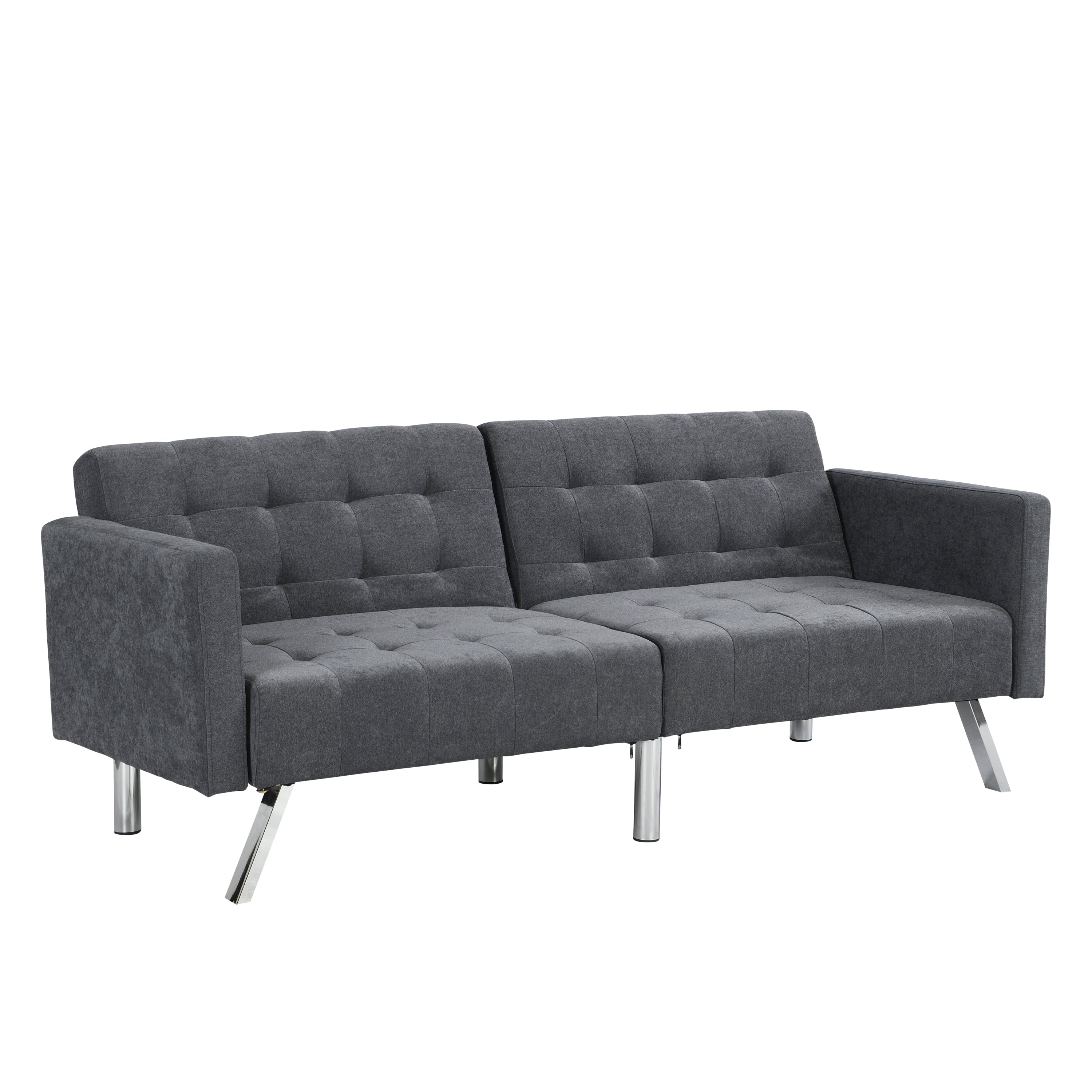 Sofa Bed Convertible Folding Dark Grey Lounge Couch Loveseat Sleeper Sofa Armrests Living Room Bedroom Apartment Reading Room - Atlantic Fine Furniture Inc