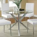 Vance - Round Glass Top Asterisk Dining Table - Chrome - Atlantic Fine Furniture Inc