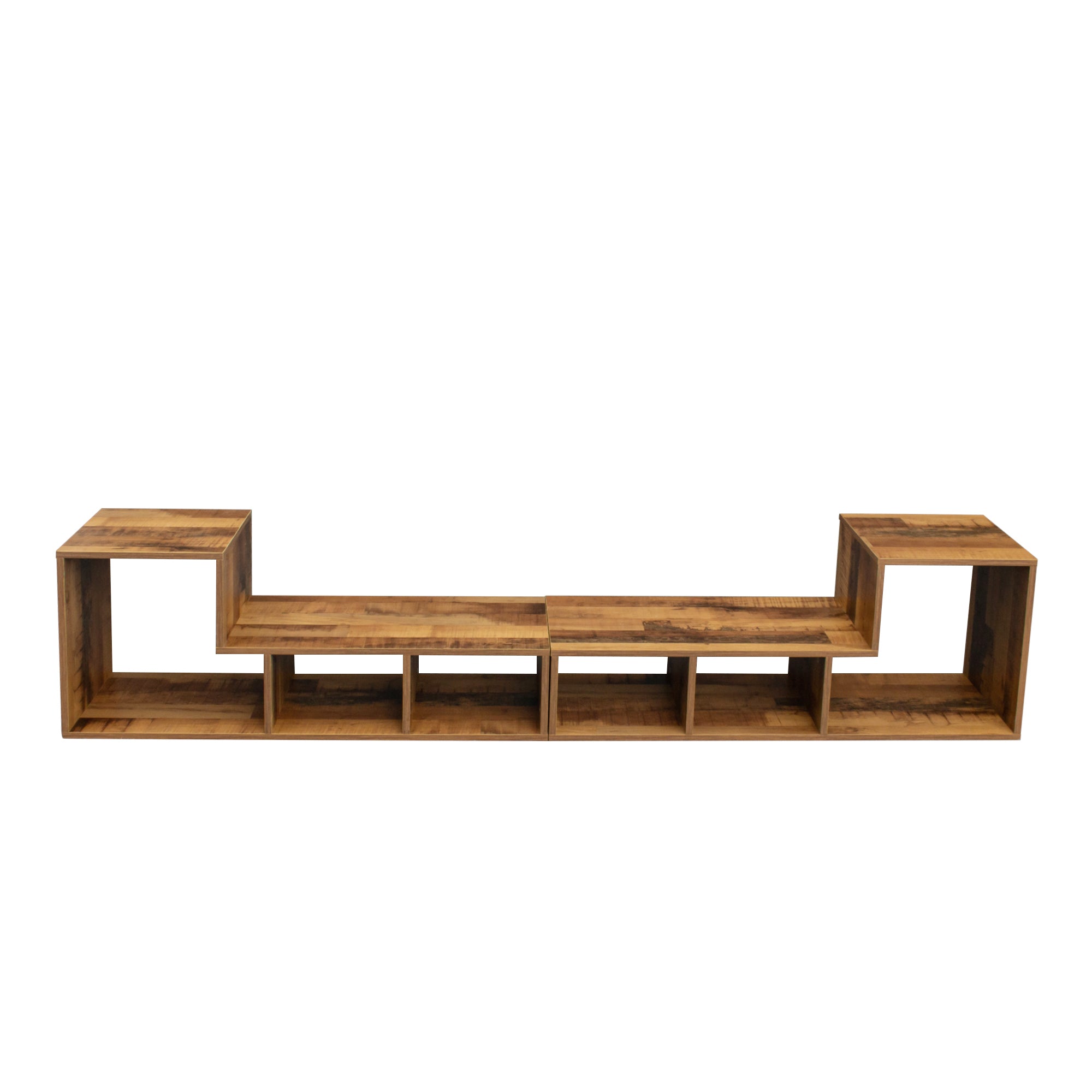 Double L-Shaped Oak TV Stand,Display Shelf ,Bookcase for Home Furniture,Fir Wood - Atlantic Fine Furniture Inc