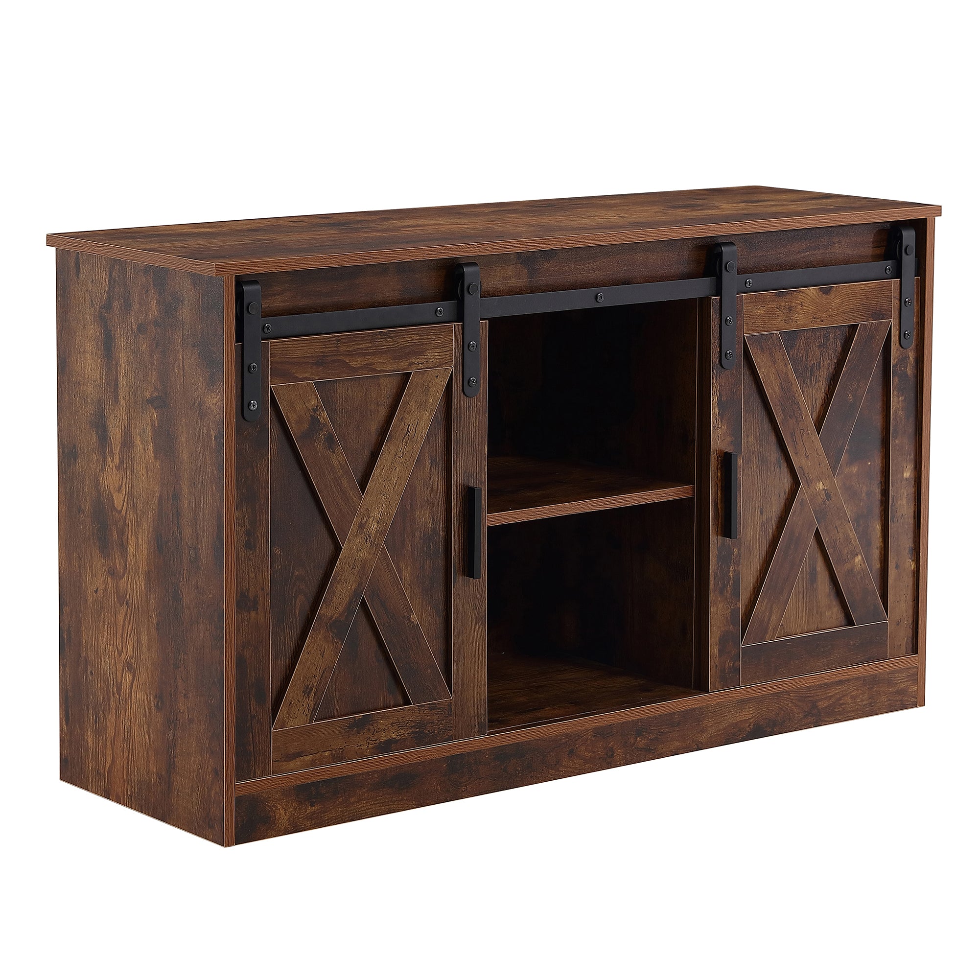 Rustic Brown decorative wooden TV / storage cabinet with two sliding barn doors, available for bedroom, living room,corridor. - Atlantic Fine Furniture Inc