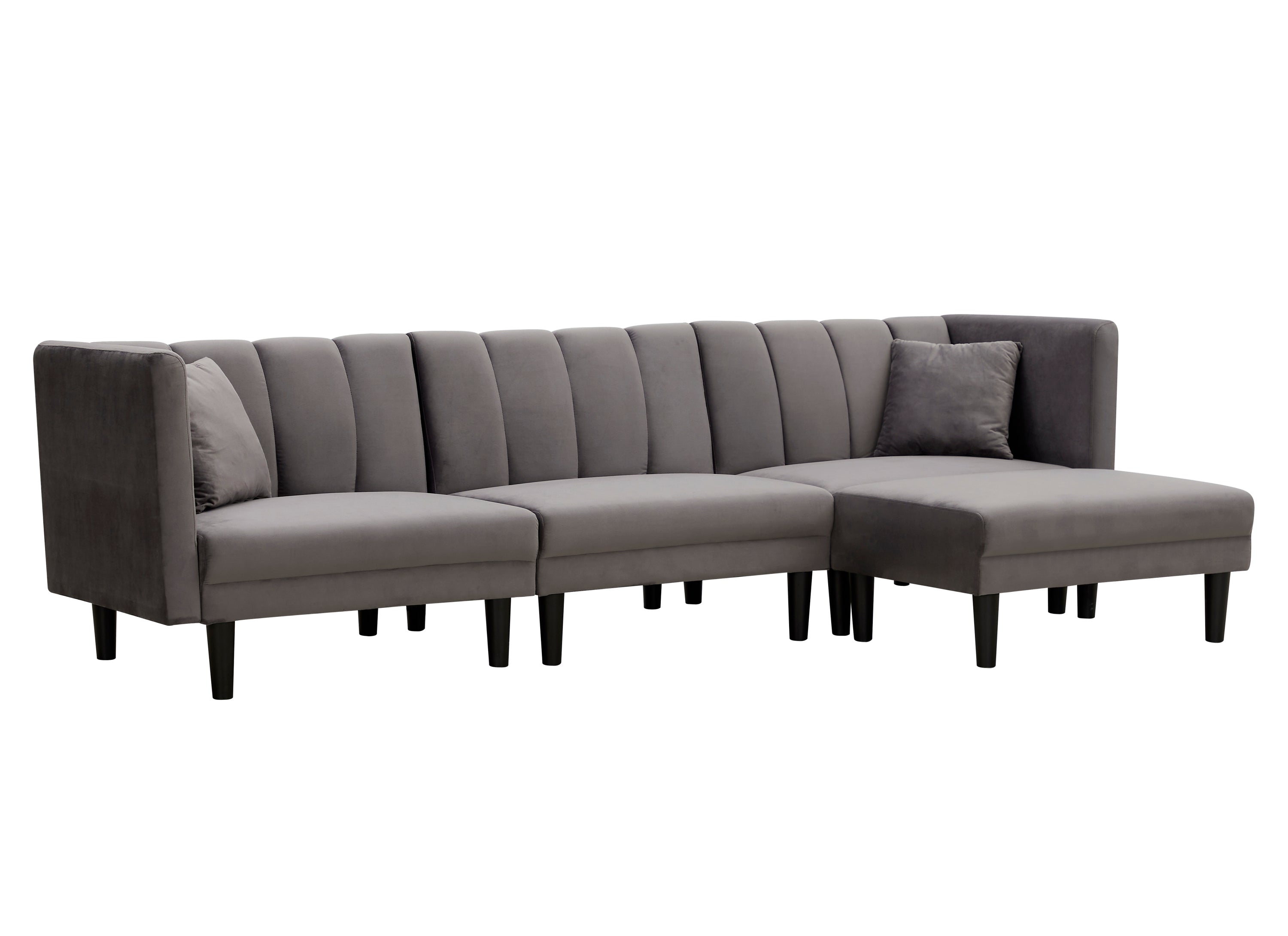 REVERSIBLE SECTIONAL SOFA SLEEPER WITH 2 PILLOWS DARK GREY VELVET(K223S00005) - Atlantic Fine Furniture Inc