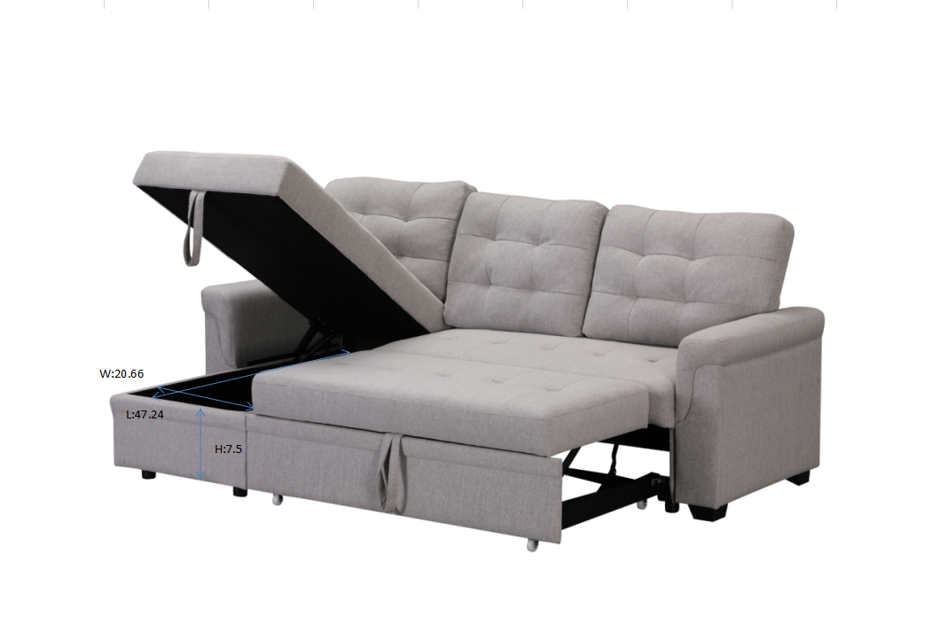 Light GreyUpholstered Sleeper Modular Sofa - Atlantic Fine Furniture Inc