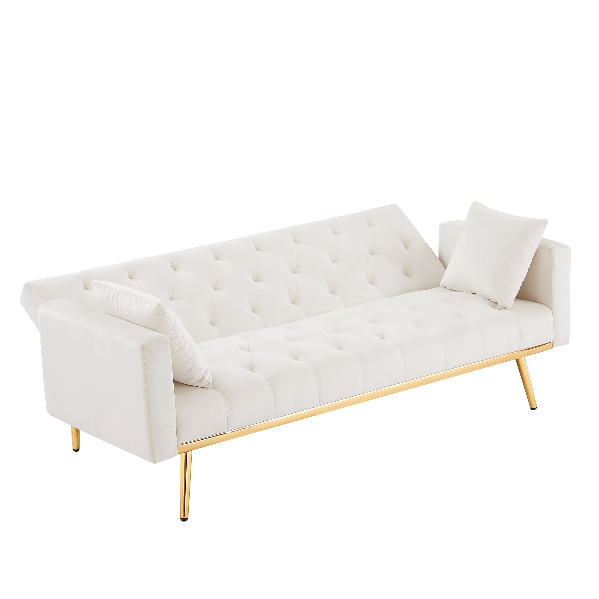 WHITE Convertible Folding Futon Sofa Bed , Sleeper Sofa Couch for Compact Living Space. - Atlantic Fine Furniture Inc