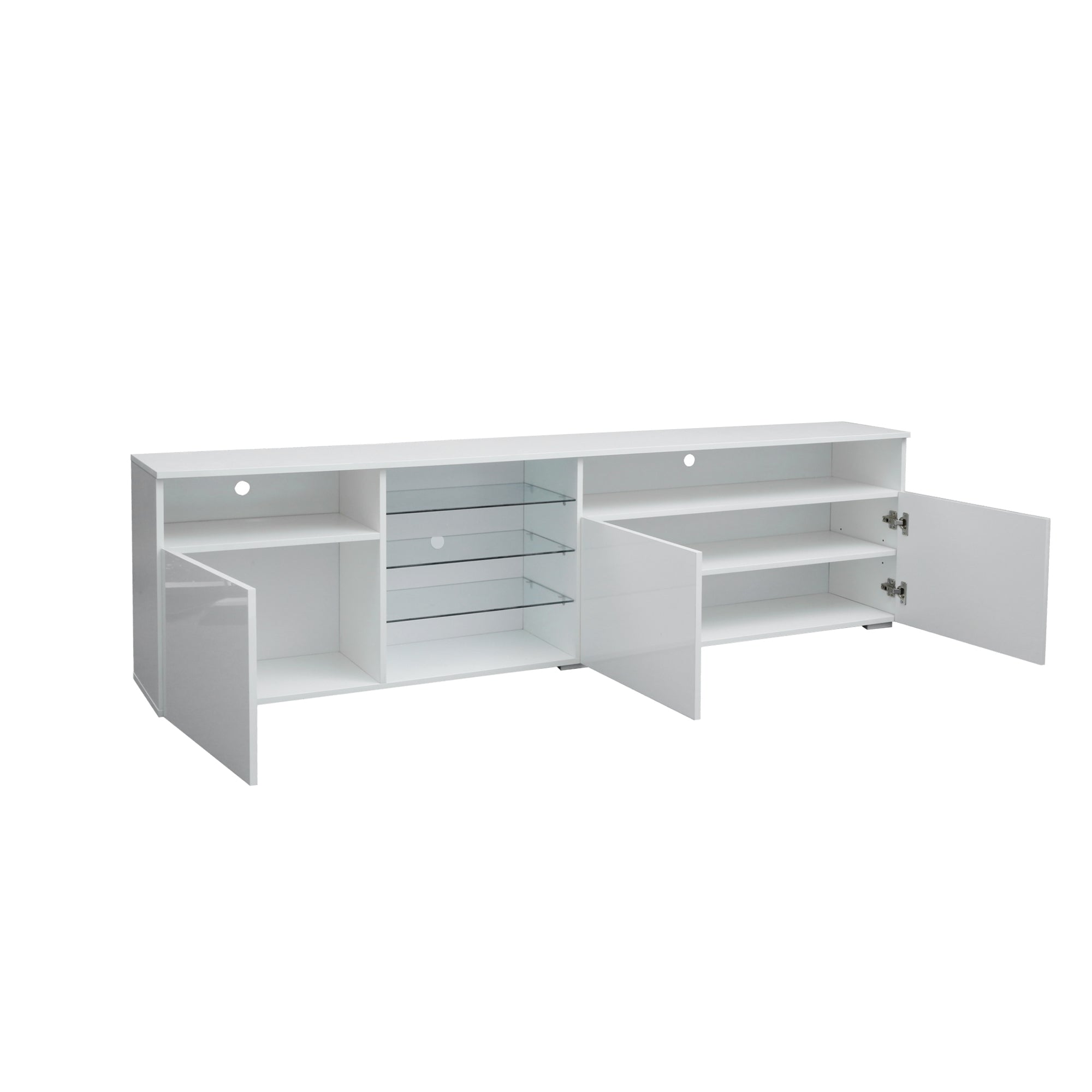 TV Stand High Gloss Doors Modern TV Stand LED (White) - Atlantic Fine Furniture Inc