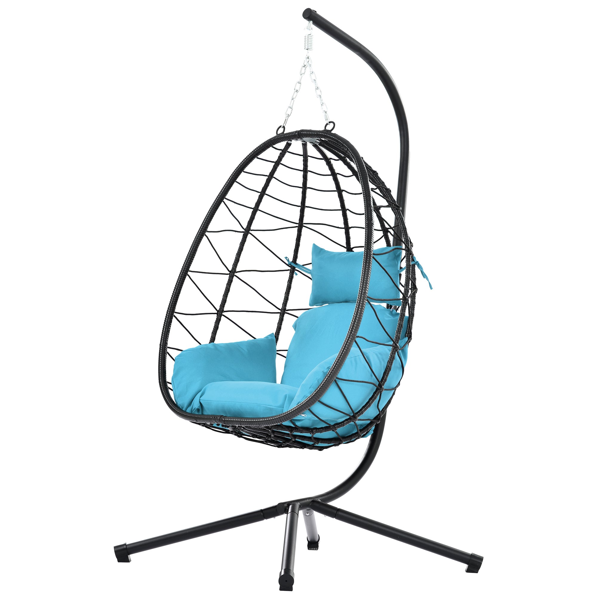 Egg Chair with Stand Indoor Outdoor Swing Chair Patio Wicker Hanging Egg Chair Hanging Basket Chair Hammock Chair with Stand for Bedroom Living Room Balcony - Atlantic Fine Furniture Inc