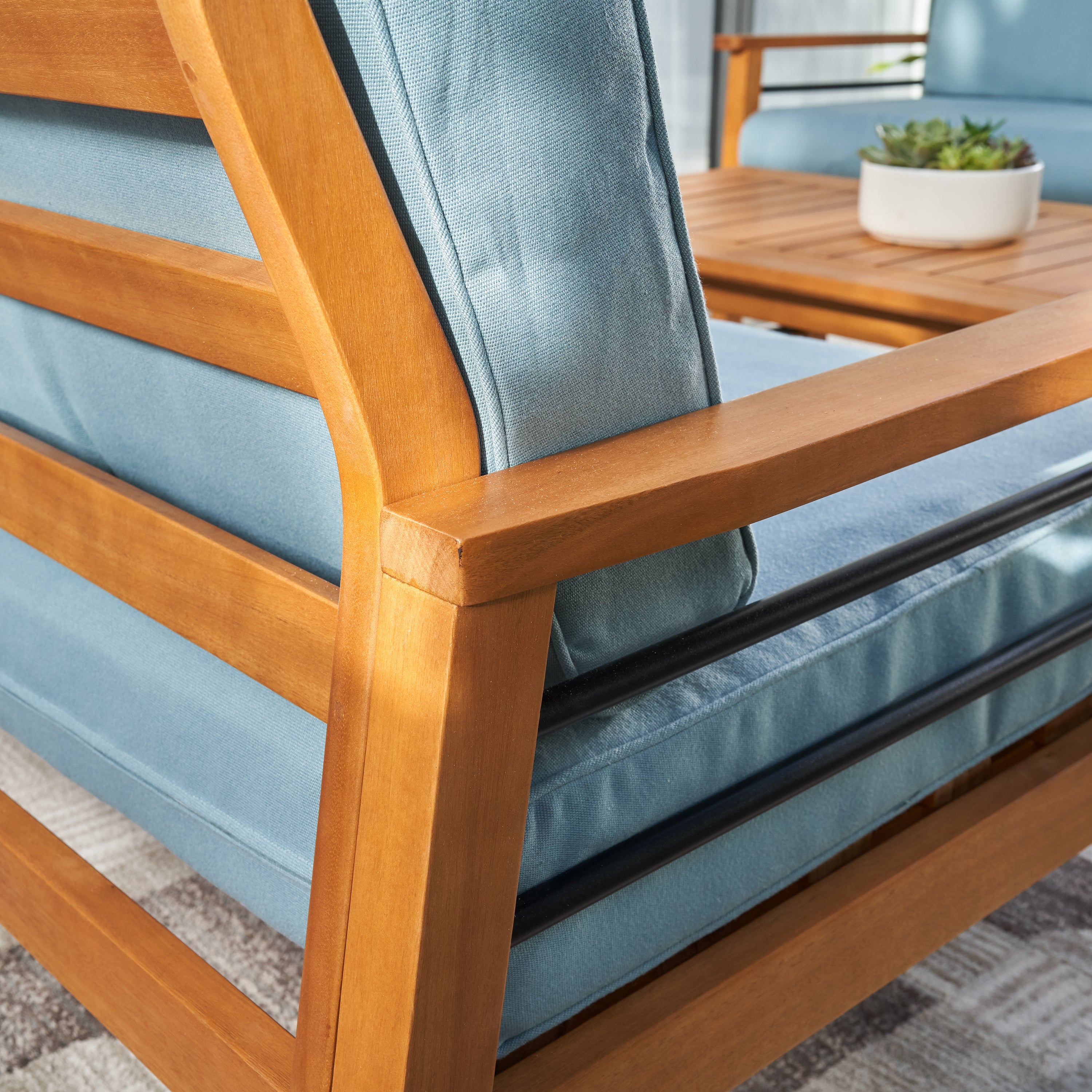 Gloucester Teak-like 4-Piece Patio Sofa - Atlantic Fine Furniture Inc