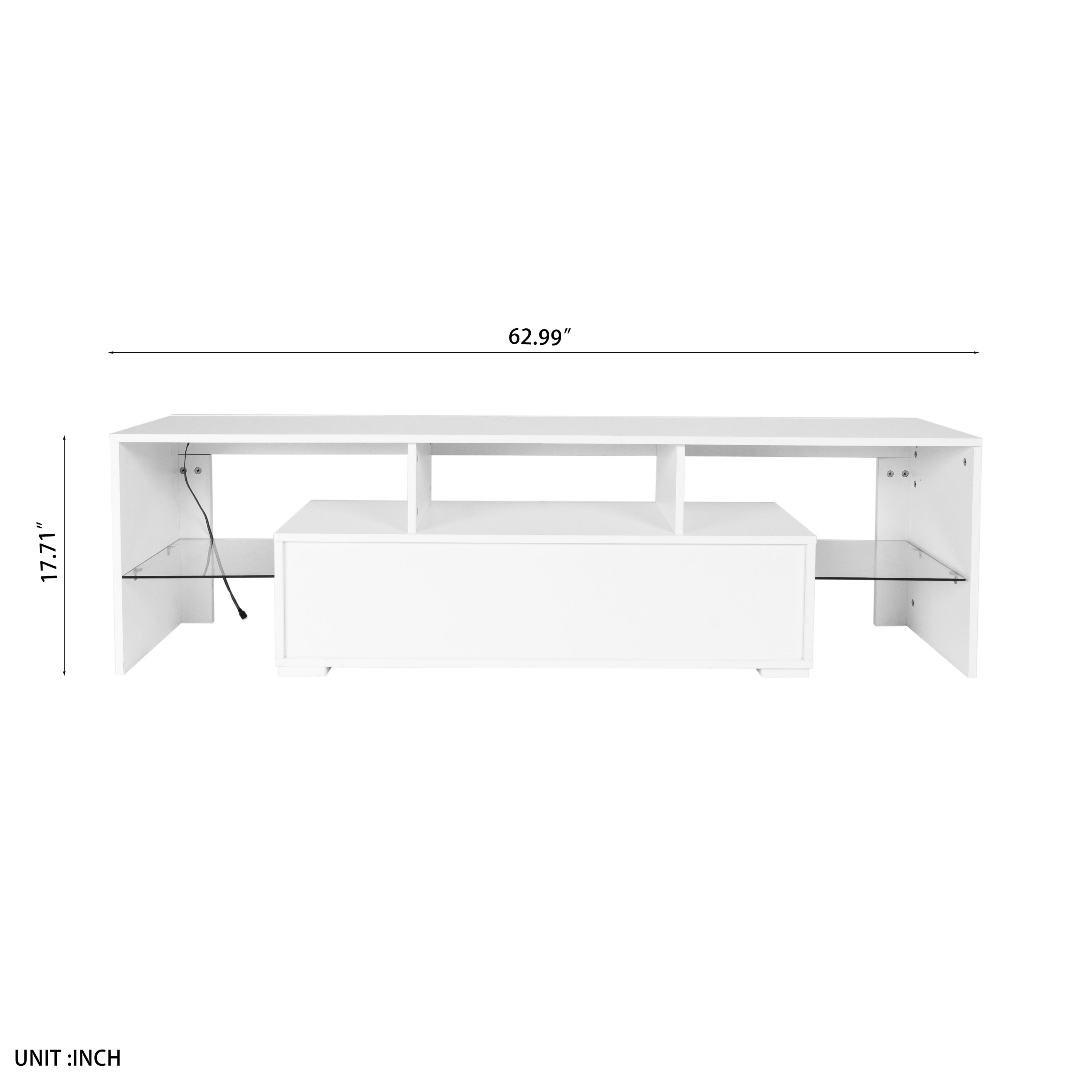 High Gloss UV Led Lights TV Stand,TV Cabinet.TV Bench.White Color. - Atlantic Fine Furniture Inc