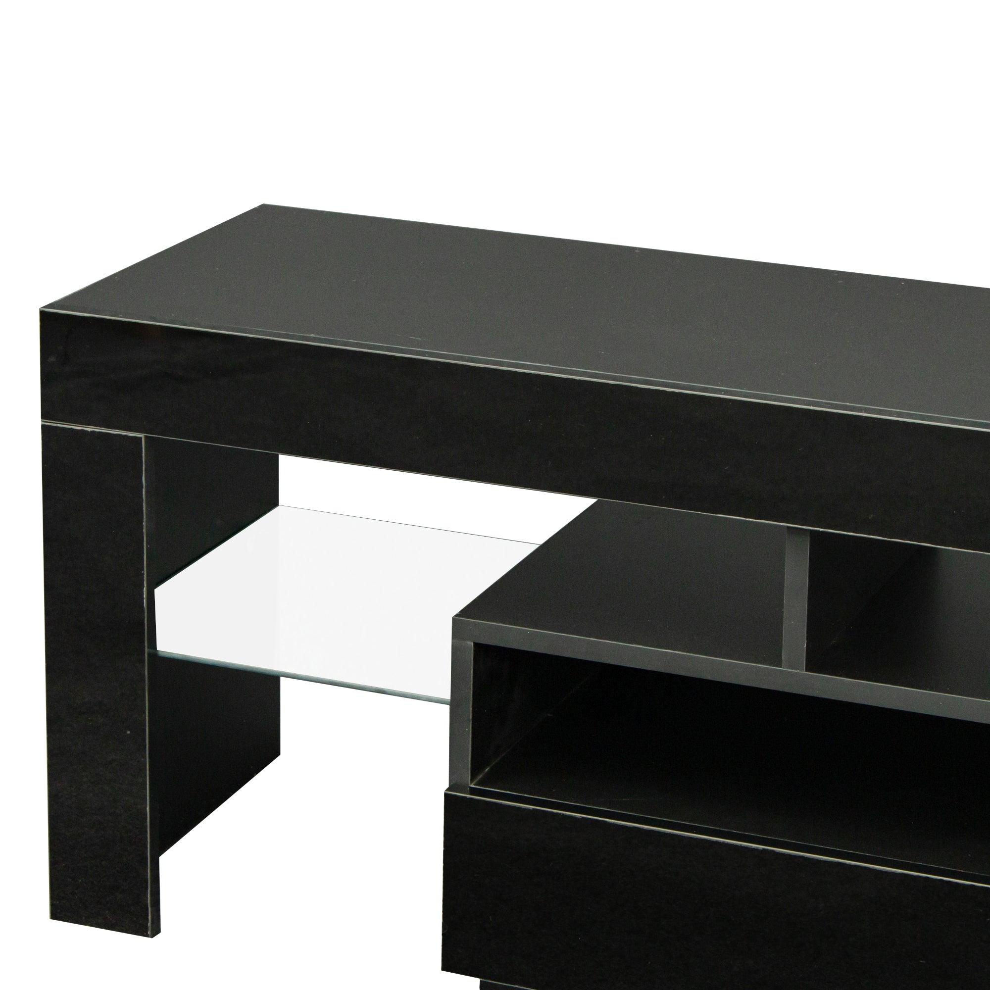 Living Room Furniture TV Stand Cabinet with 2 Drawers & 2 open shelves,20-color RGB LED lights with remote,Black - Atlantic Fine Furniture Inc