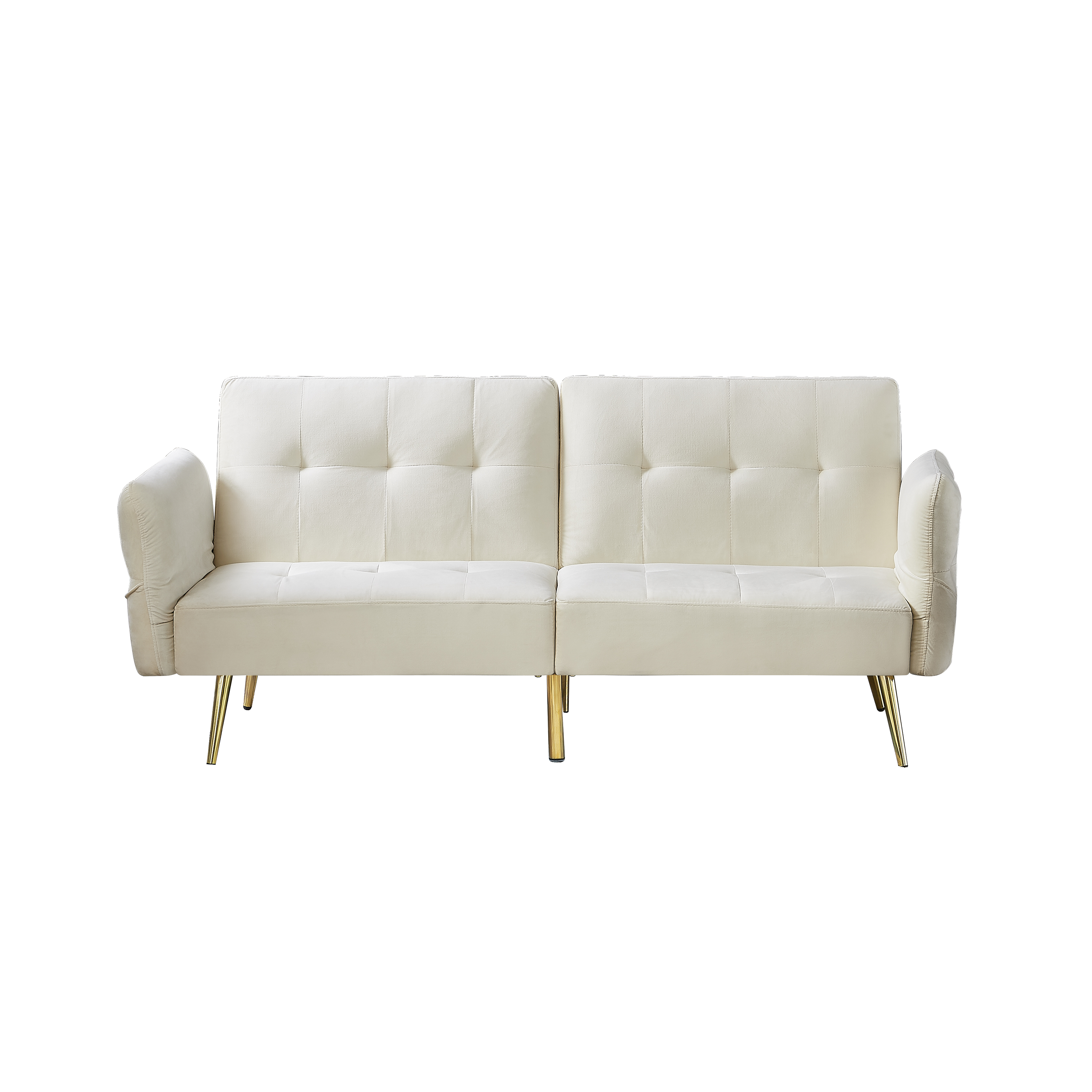 Winforce factory directly supply 280g Italian velvet folding sofa bed, foldable armrests with magazine bags futon, 78inch sleeper sofa, beige velvet - Atlantic Fine Furniture Inc