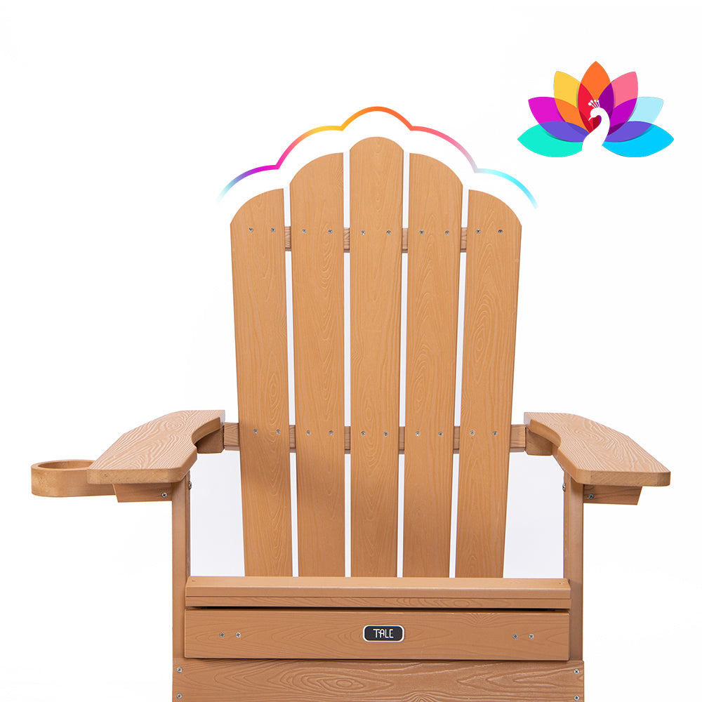 TALE Folding Adirondack Chair with Pullout Ottoman with Cup Holder, Oversized, Poly Lumber, for Patio Deck Garden, Backyard Furniture, Easy to Install,BROWN. Banned from selling on Amazon - Atlantic Fine Furniture Inc