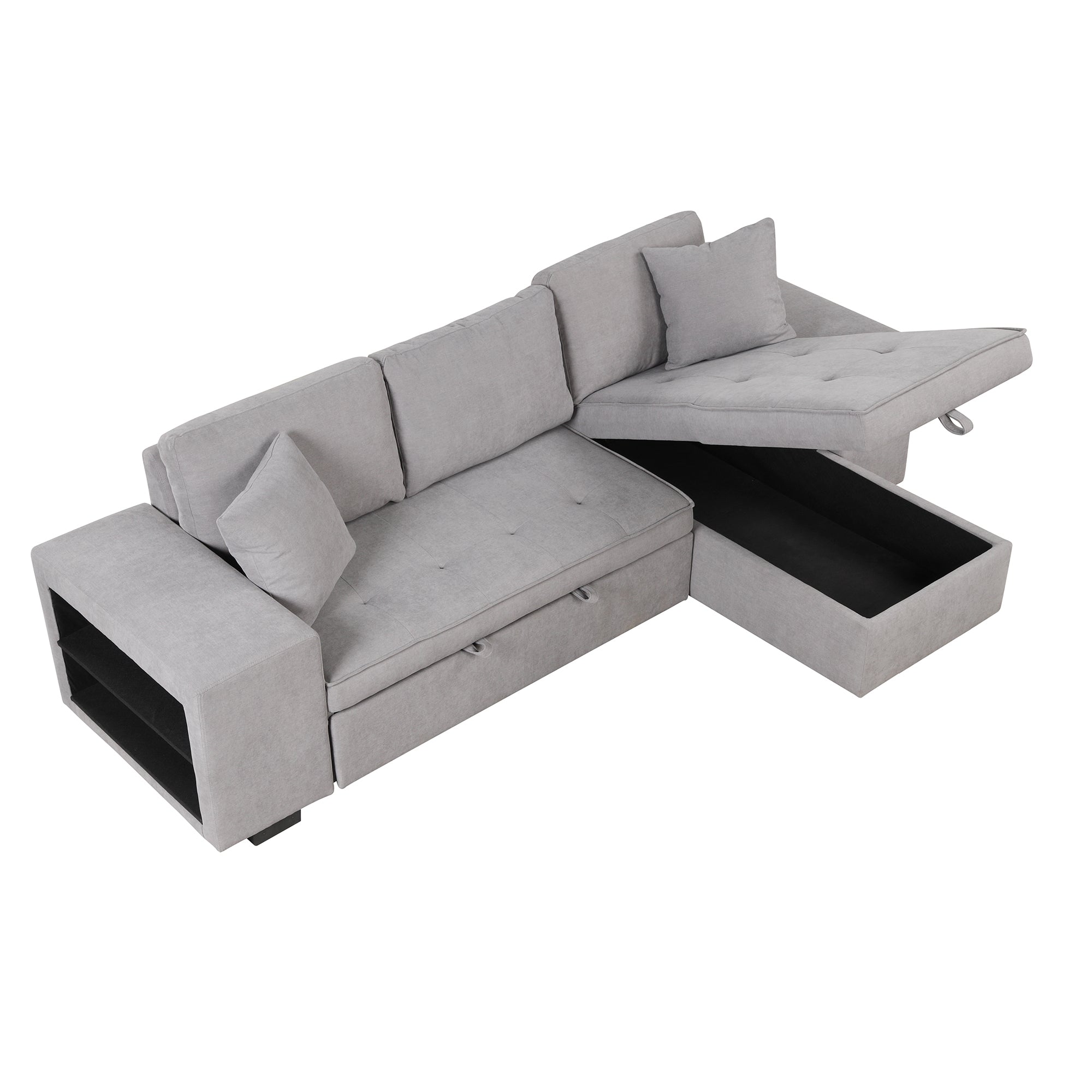 Orisfur. 104" Pull Out Sleeper Sofa Reversible L-Shape 3 Seat Sectional Couch with Storage Chaise and 2 Stools for Living Room Furniture Set - Atlantic Fine Furniture Inc