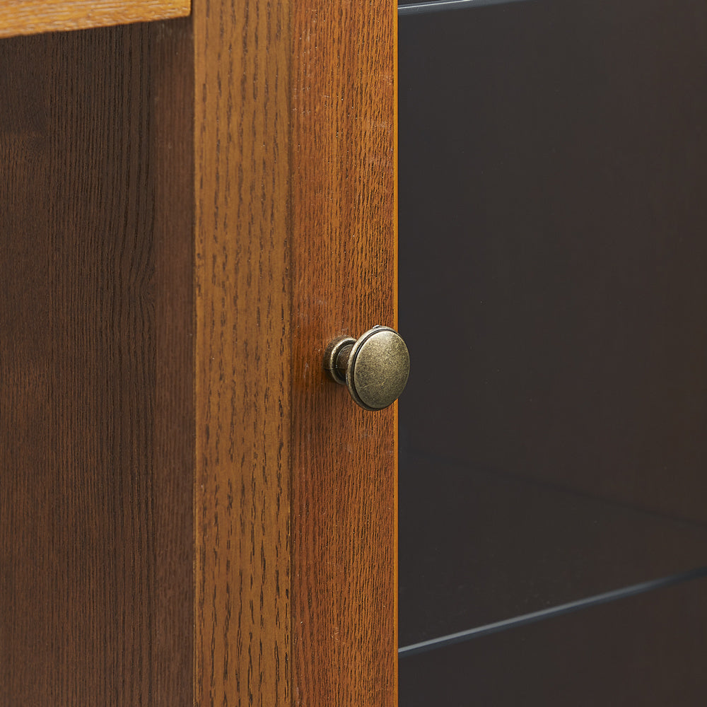 Modern Electric Fireplace TV Stand Fit up to 55" Flat Screen TV Adjustable Tempered Glass Shelves , Espresso - Atlantic Fine Furniture Inc