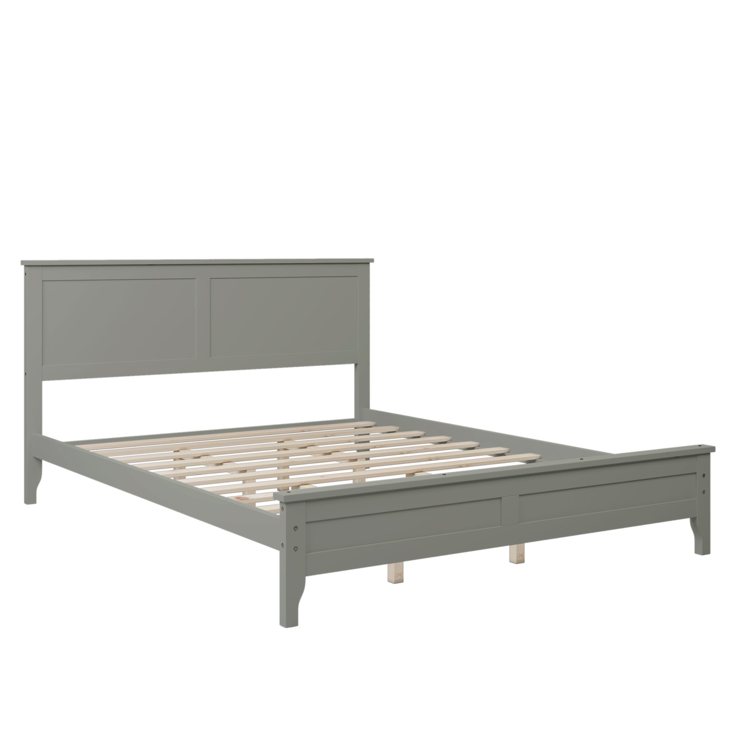 Modern Gray Solid Wood Queen Platform Bed - Atlantic Fine Furniture Inc