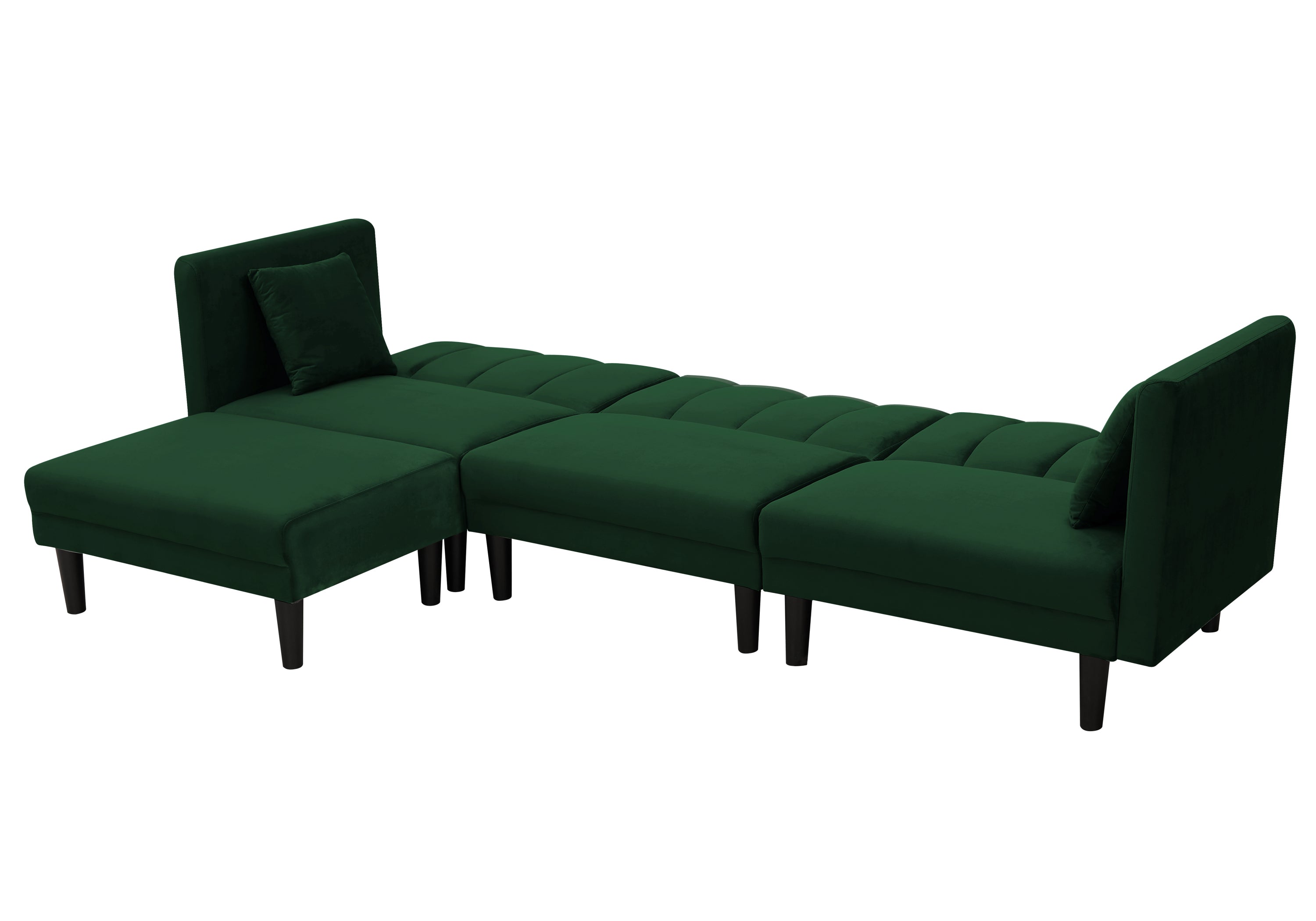 REVERSIBLE SECTIONAL SOFA SLEEPER WITH 2 PILLOWS DARK GREEN VELVET(W223S00093) - Atlantic Fine Furniture Inc