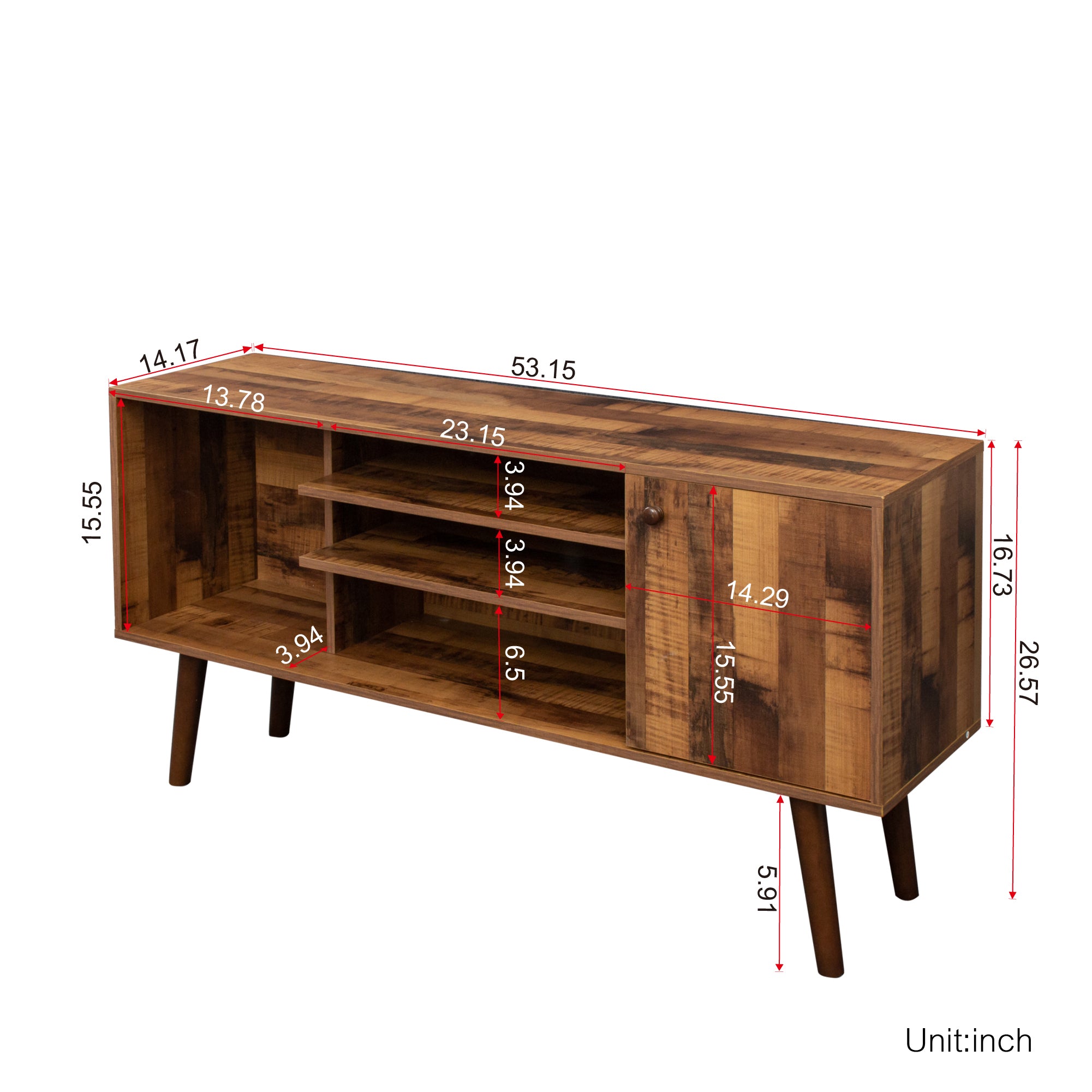 TV Stand Use in Living Room Furniture with 1 storage and 2 shelves Cabinet, high quality particle board,fir wood - Atlantic Fine Furniture Inc