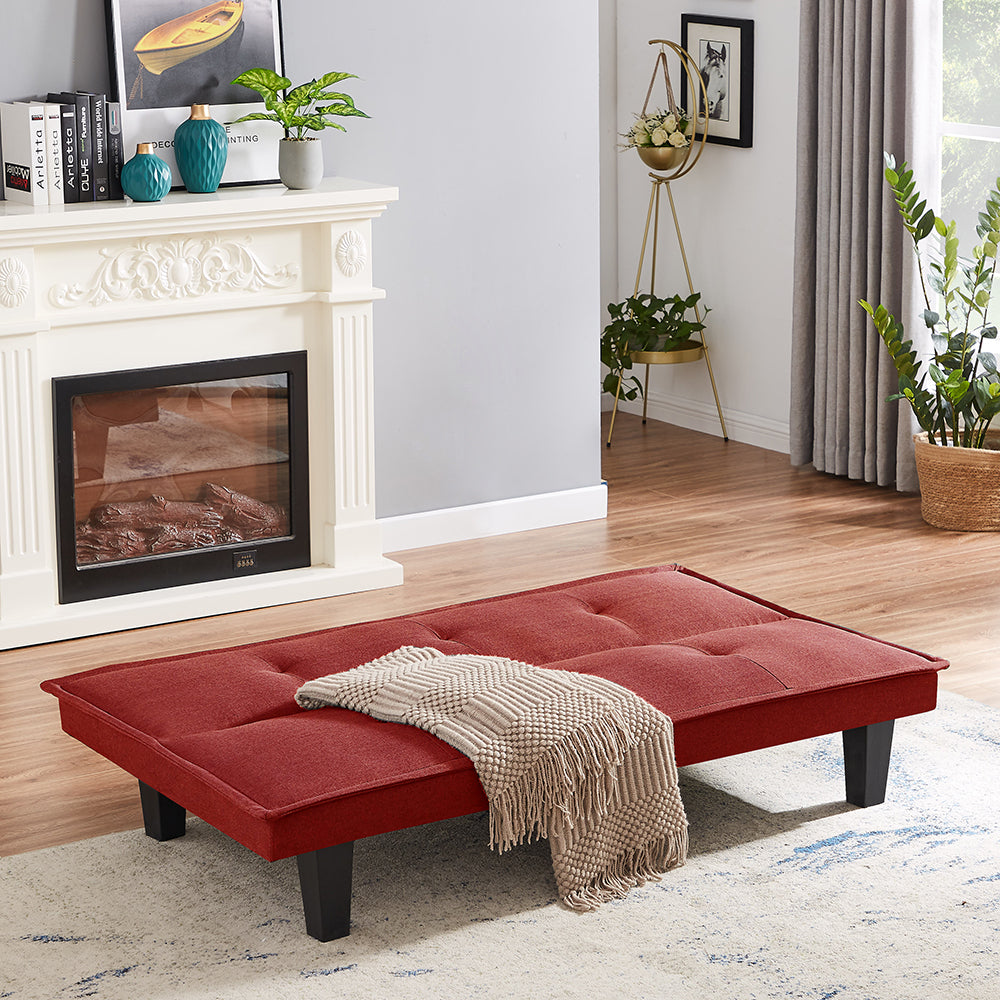 Modern Fabric Futon Sofa Bed , Convertible Folding Futon Sofa Bed Sleeper for Home Living Room .(RED ) - Atlantic Fine Furniture Inc