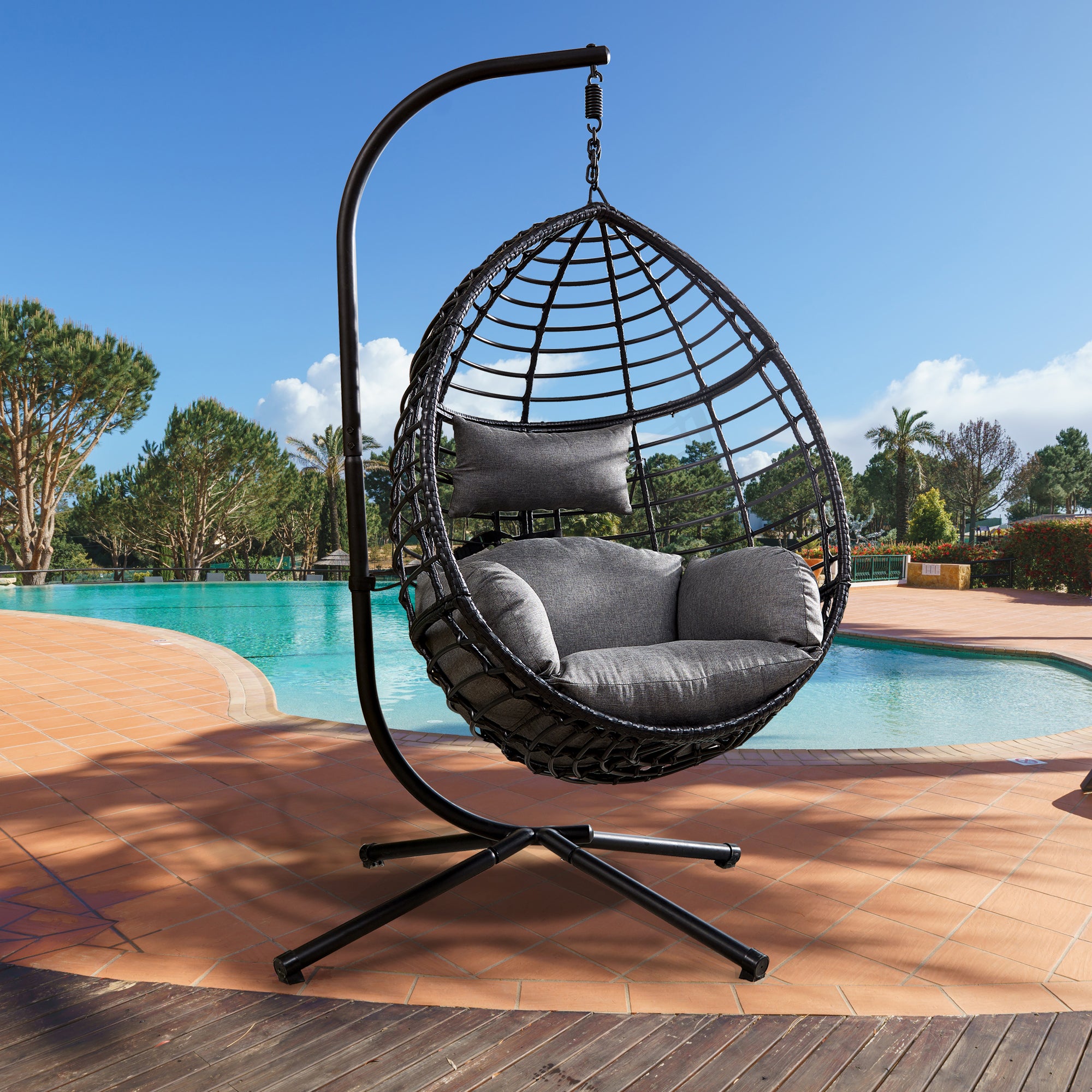 Egg Swing Chair with Stand 300 LBS Capacity With Comfortable