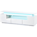 ON-TREND Modern, Stylish Functional TV stand with Color Changing LED Lights, Universal Entertainment Center, High Gloss TV Cabinet for 75+ inch TV, White - Atlantic Fine Furniture Inc